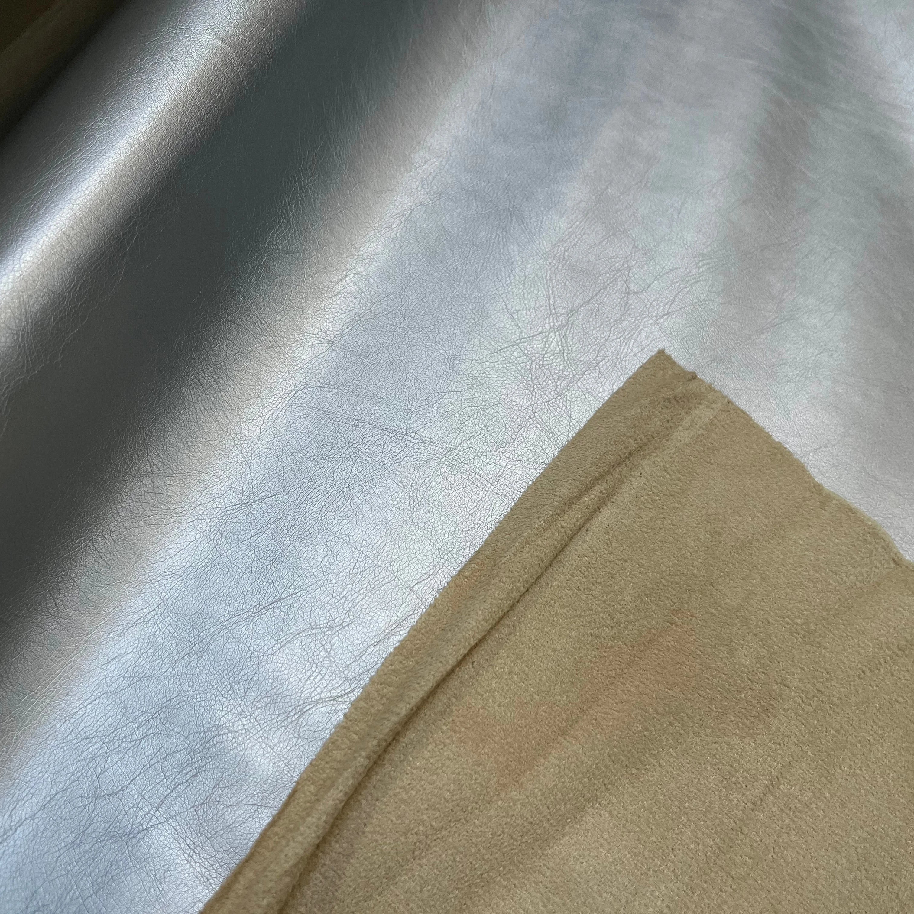 SATIN FAUX CUIR SILVER ENVERS TOUT DOUX BEIGE - My Little Coupon