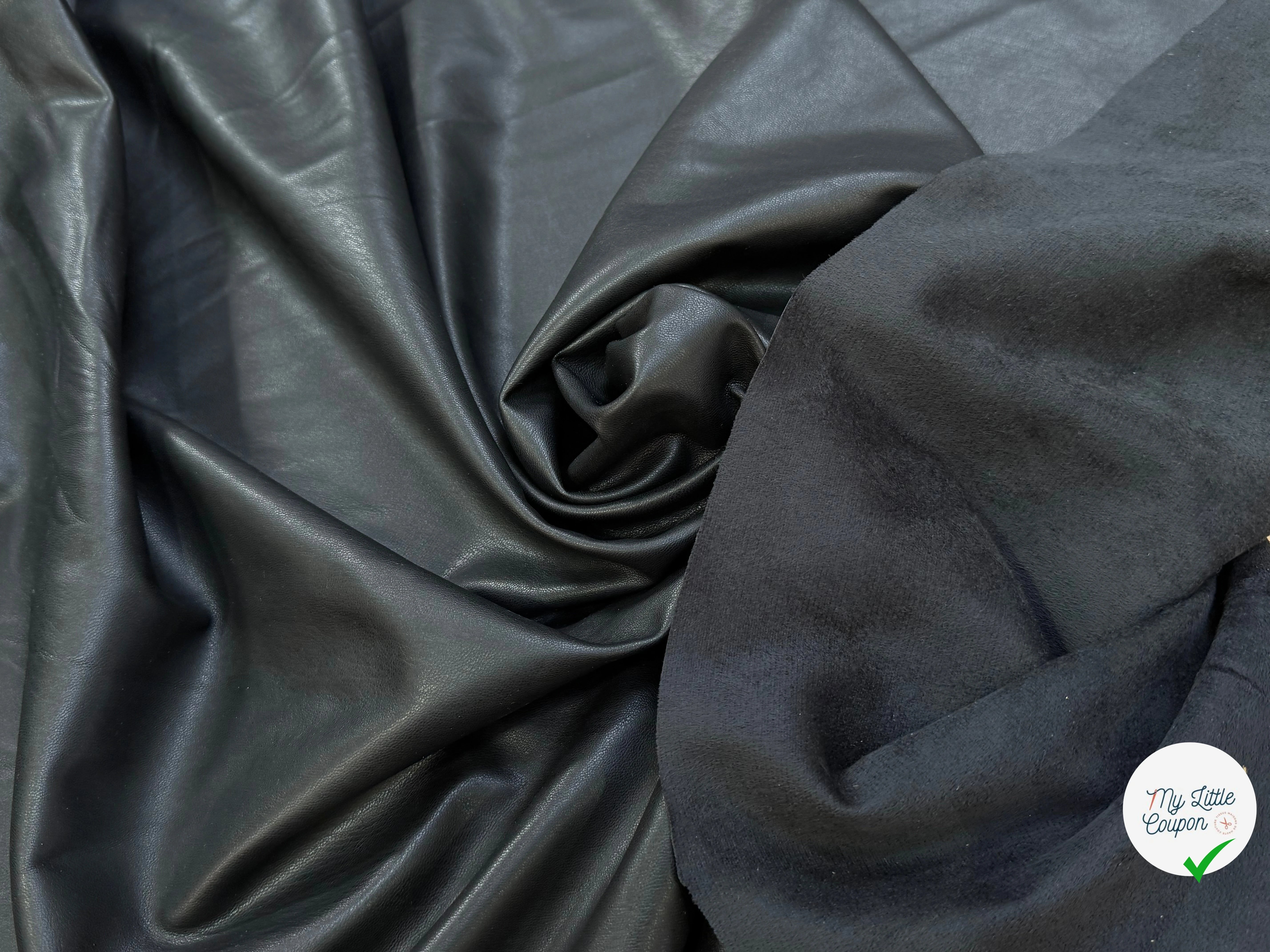 SATIN FAUX CUIR SOUPLE NOIR STRETCH - My Little Coupon