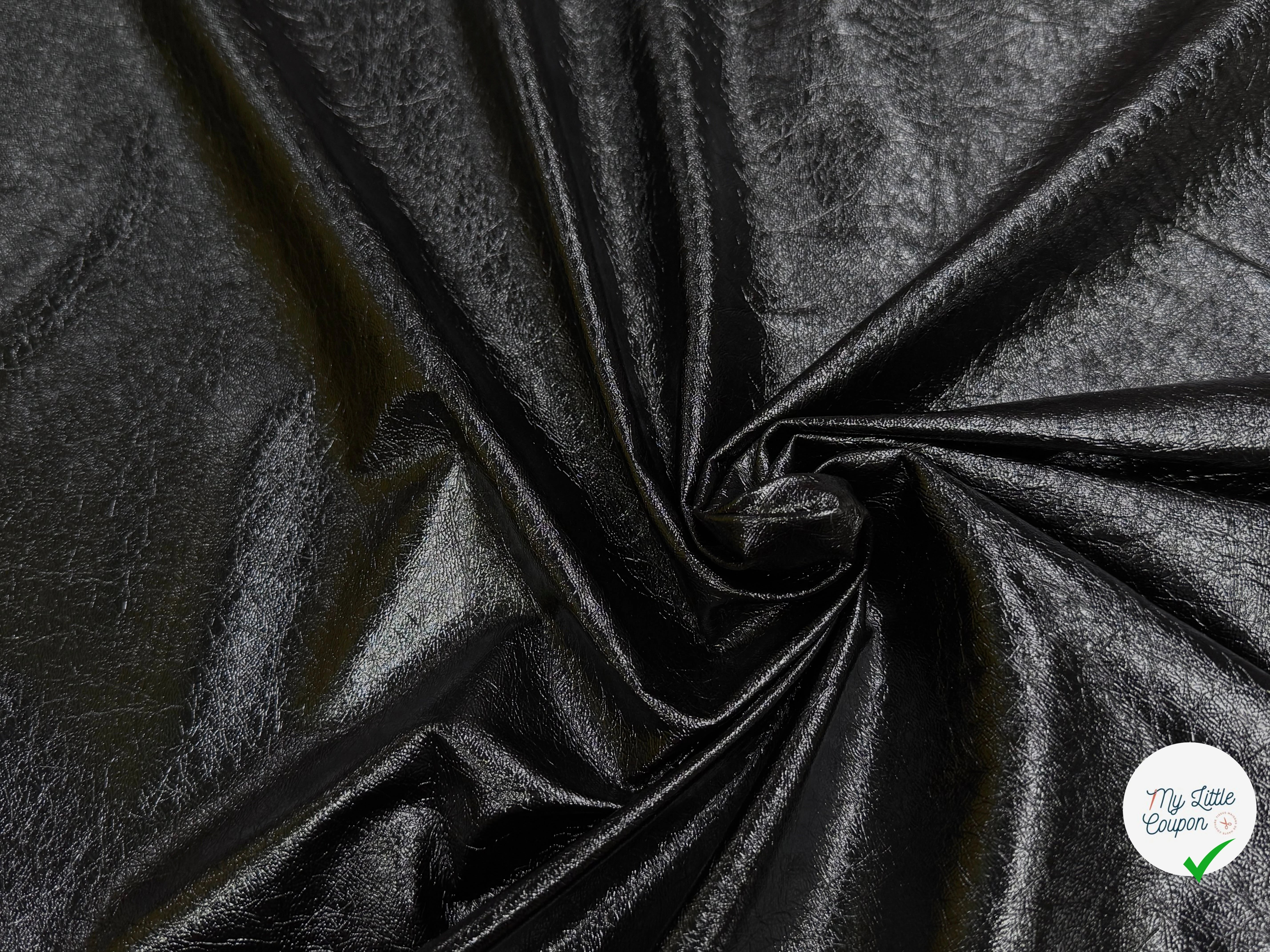 SATIN FAUX CUIR STRETCH NOIR TOUCHER AGRÉABLE - My Little Coupon