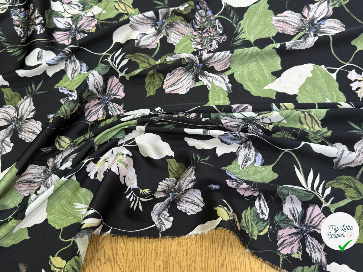 SATIN FLUIDE FOND NOIR SAVANE VERTE MULTICO CHIC - My Little Coupon
