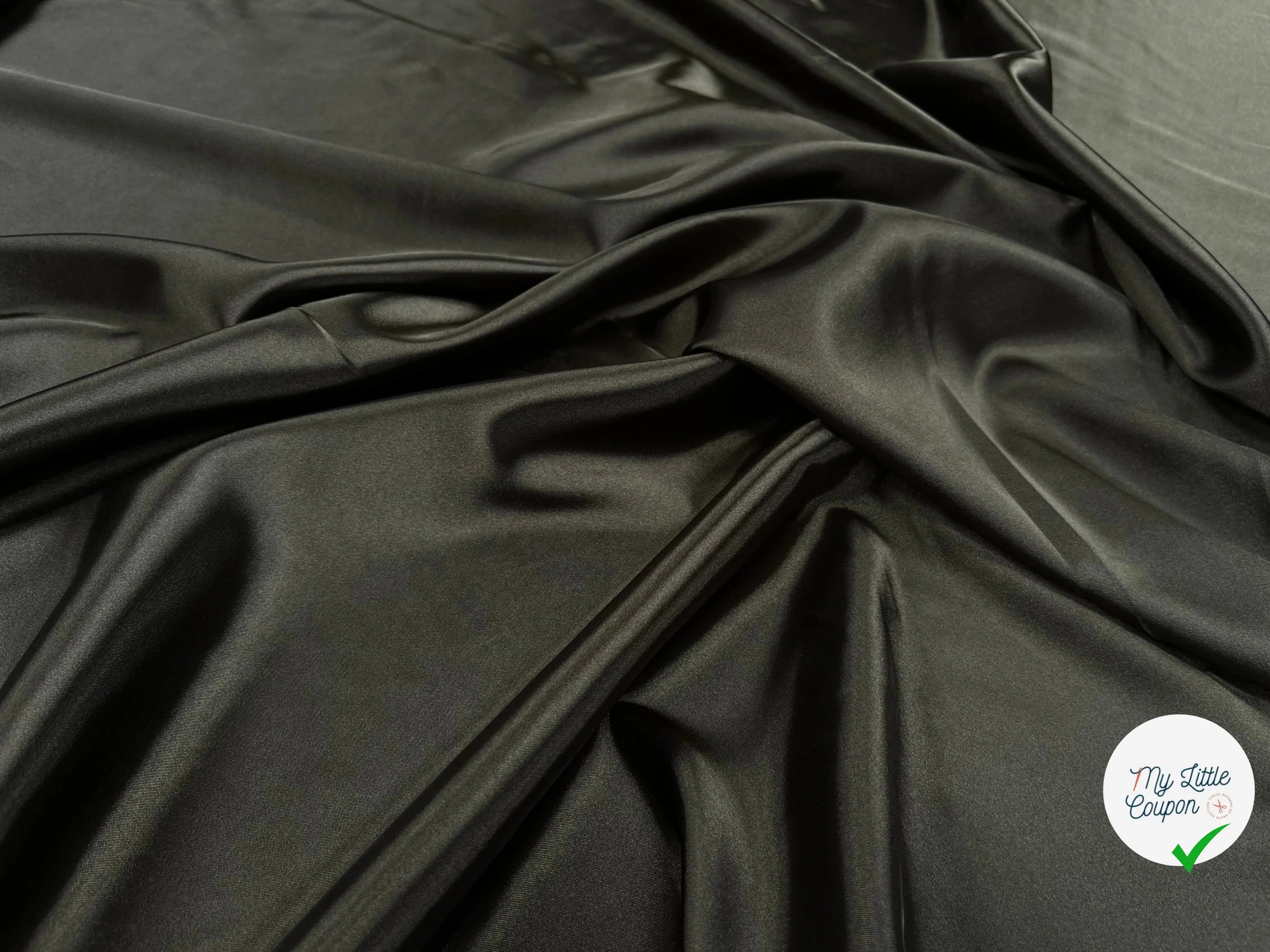 SATIN FLUIDE VERT OLIVE UN PEU STRETCH - My Little Coupon