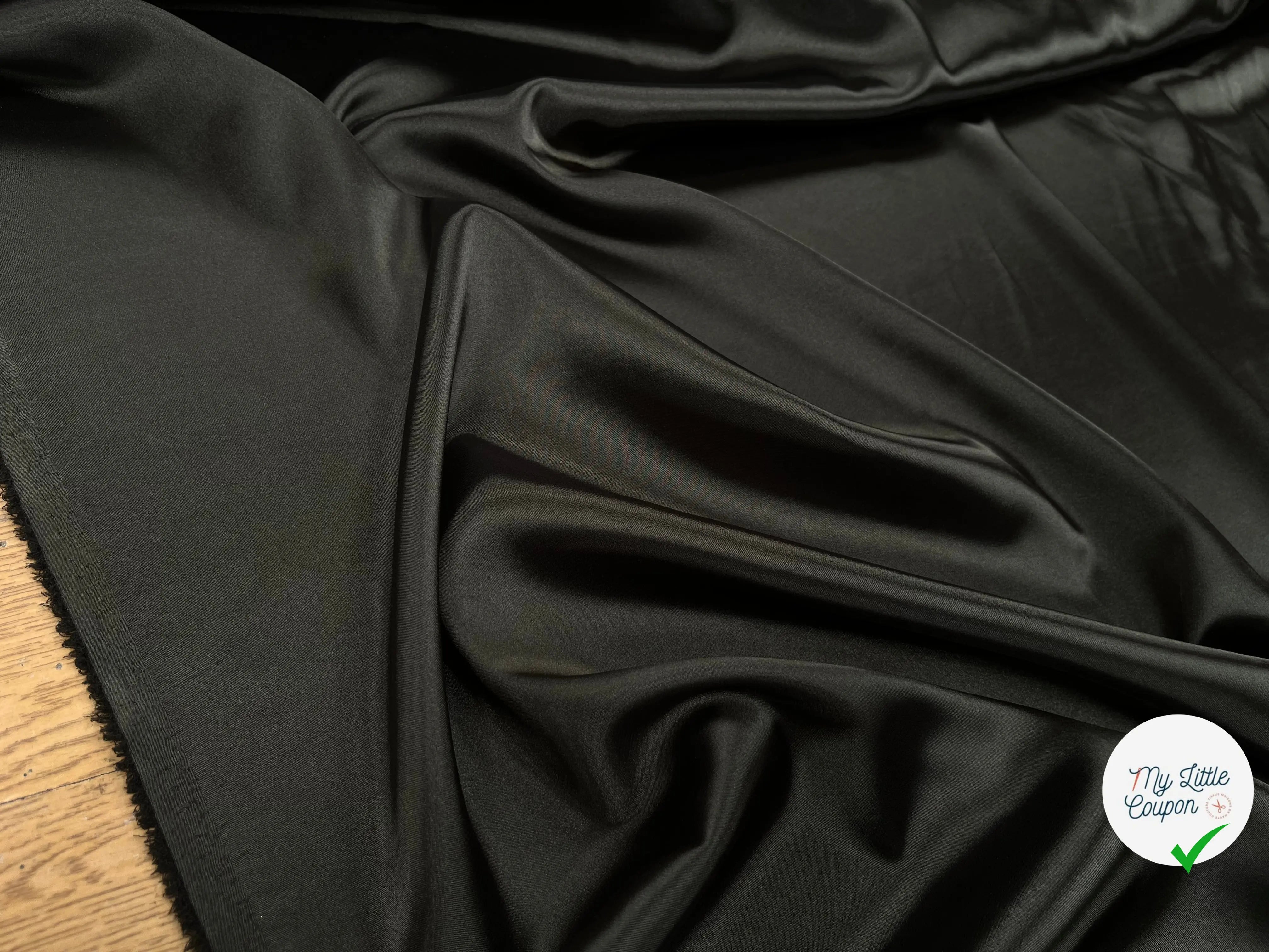 SATIN FLUIDE VERT OLIVE UN PEU STRETCH - My Little Coupon