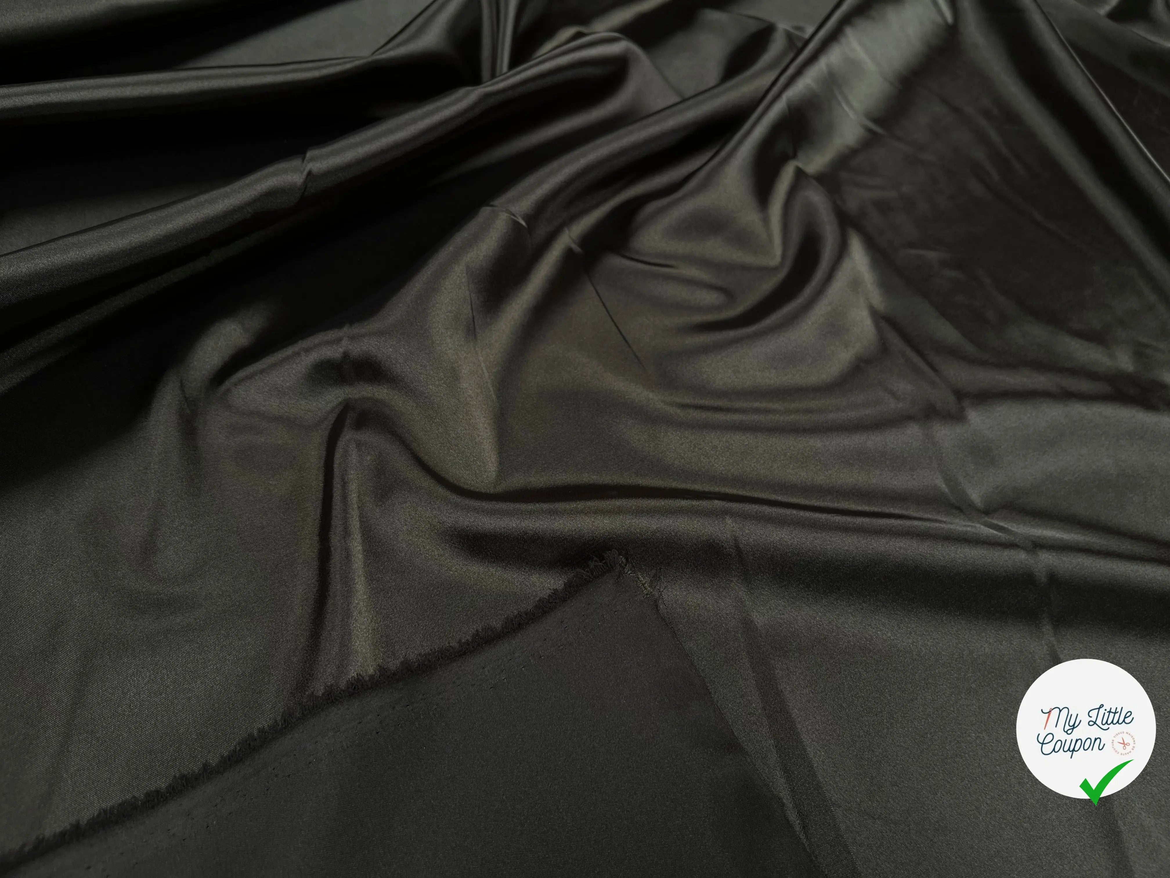 SATIN FLUIDE VERT OLIVE UN PEU STRETCH - My Little Coupon