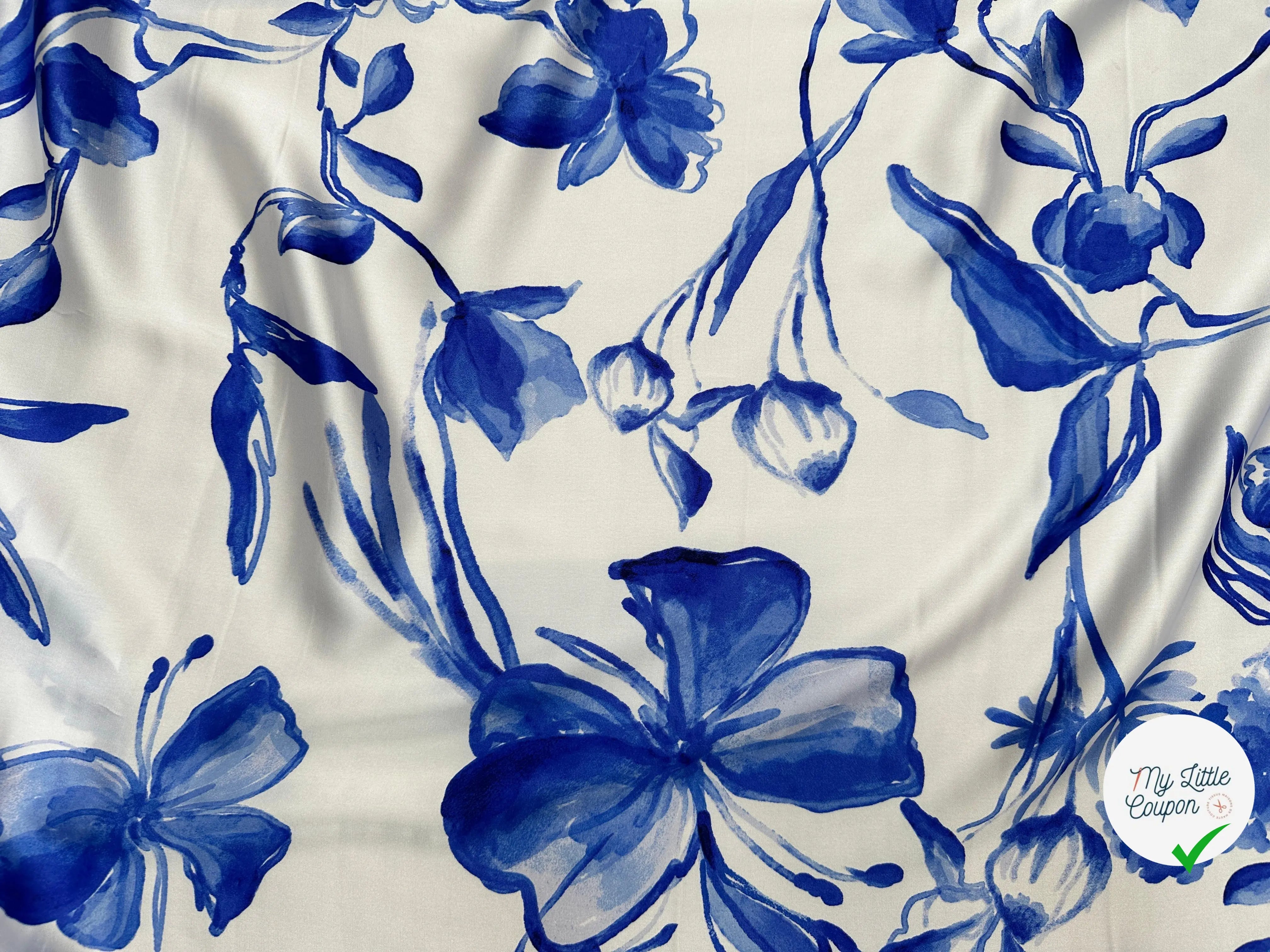 SATIN HEAVY PAPILLONS ET FLEURS D'AZUR - My Little Coupon