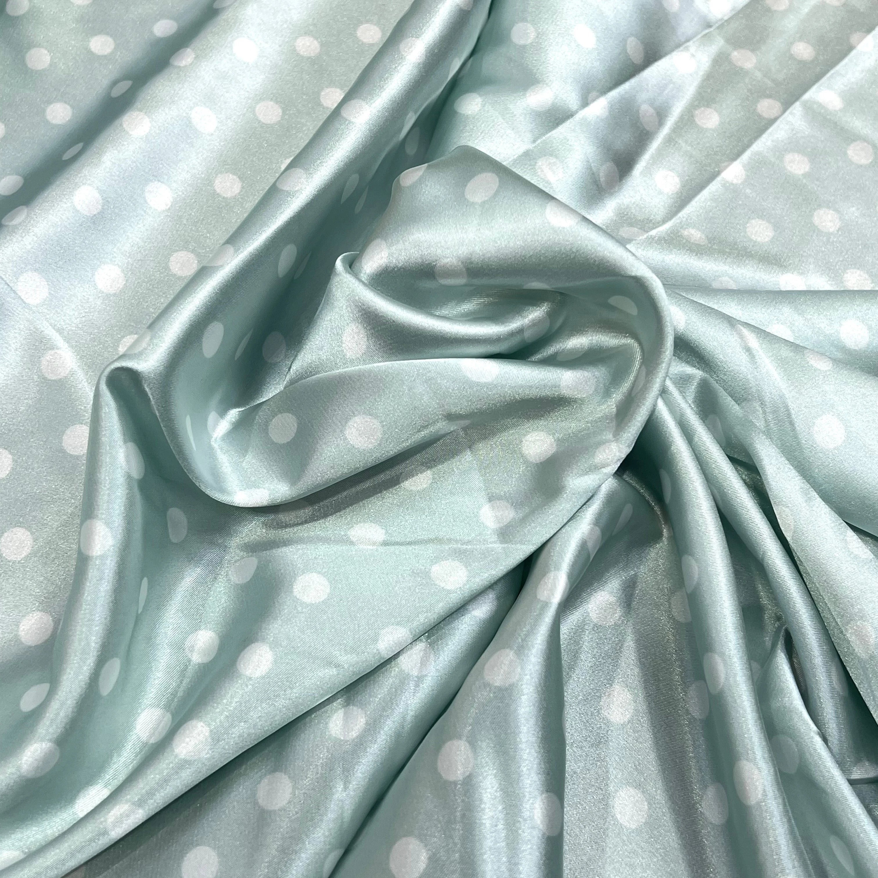 SATIN IMPRIMÉ POIS BLEU CIEL - My Little Coupon