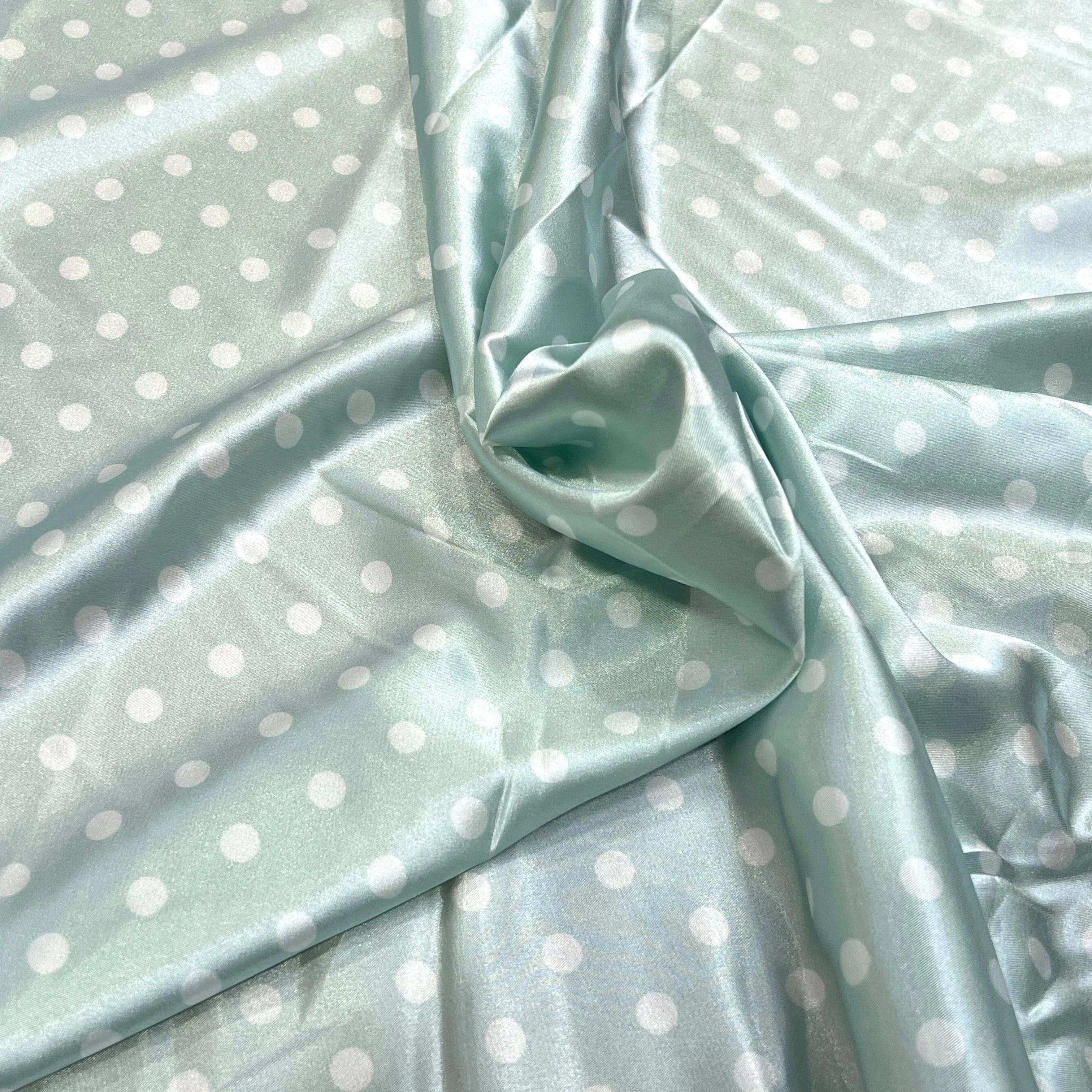 SATIN IMPRIMÉ POIS BLEU CIEL - My Little Coupon