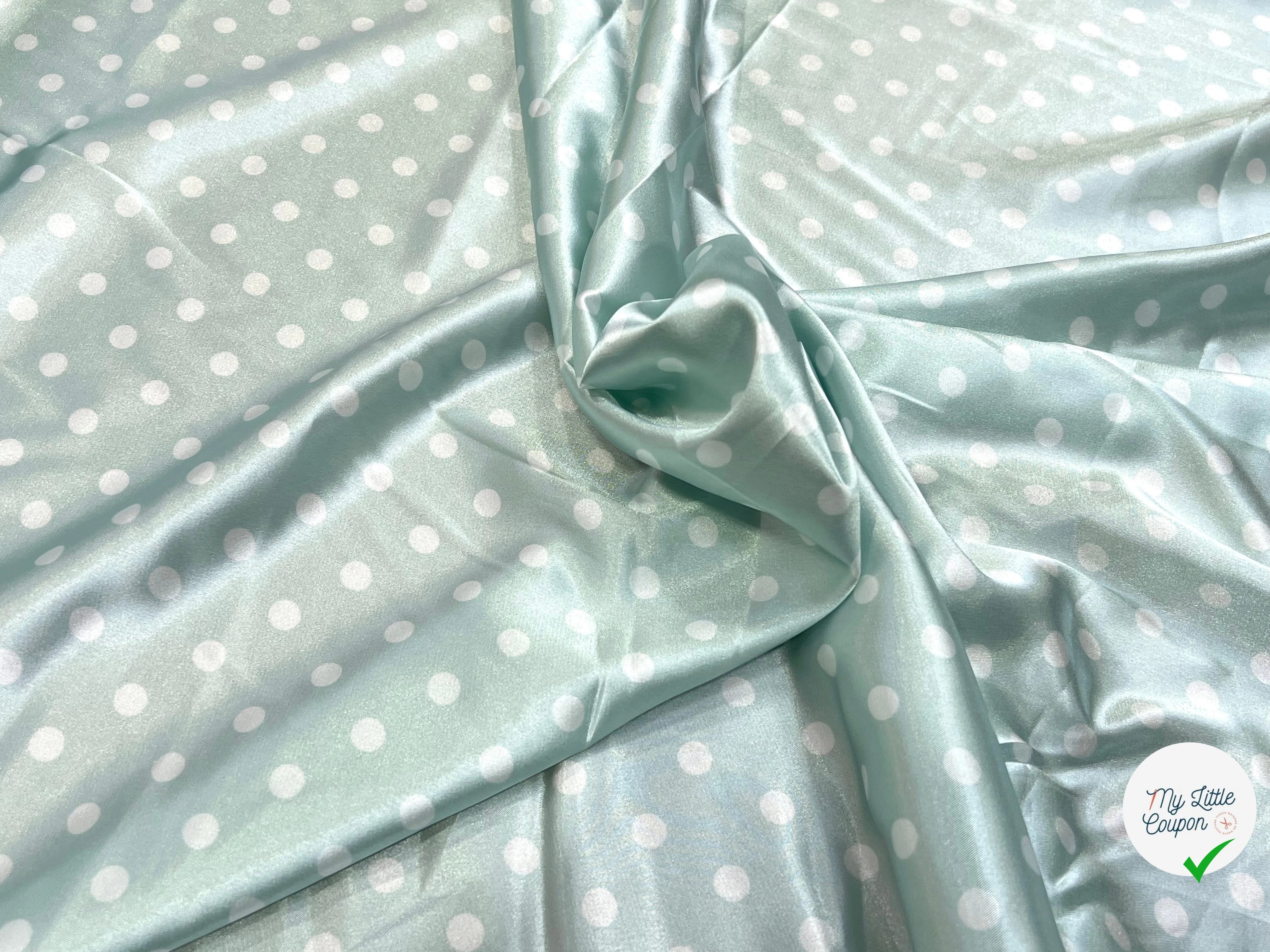 SATIN IMPRIMÉ POIS BLEU CIEL - My Little Coupon
