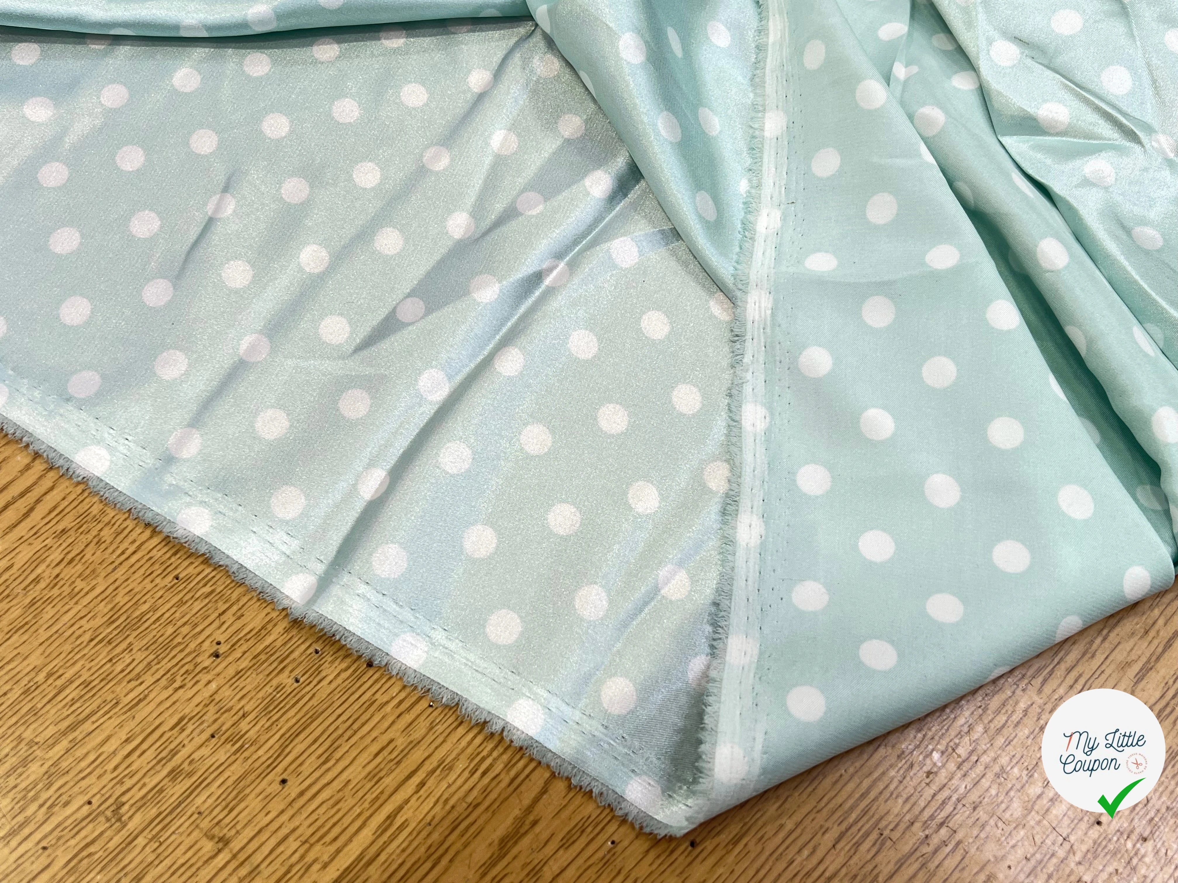 SATIN IMPRIMÉ POIS BLEU CIEL - My Little Coupon