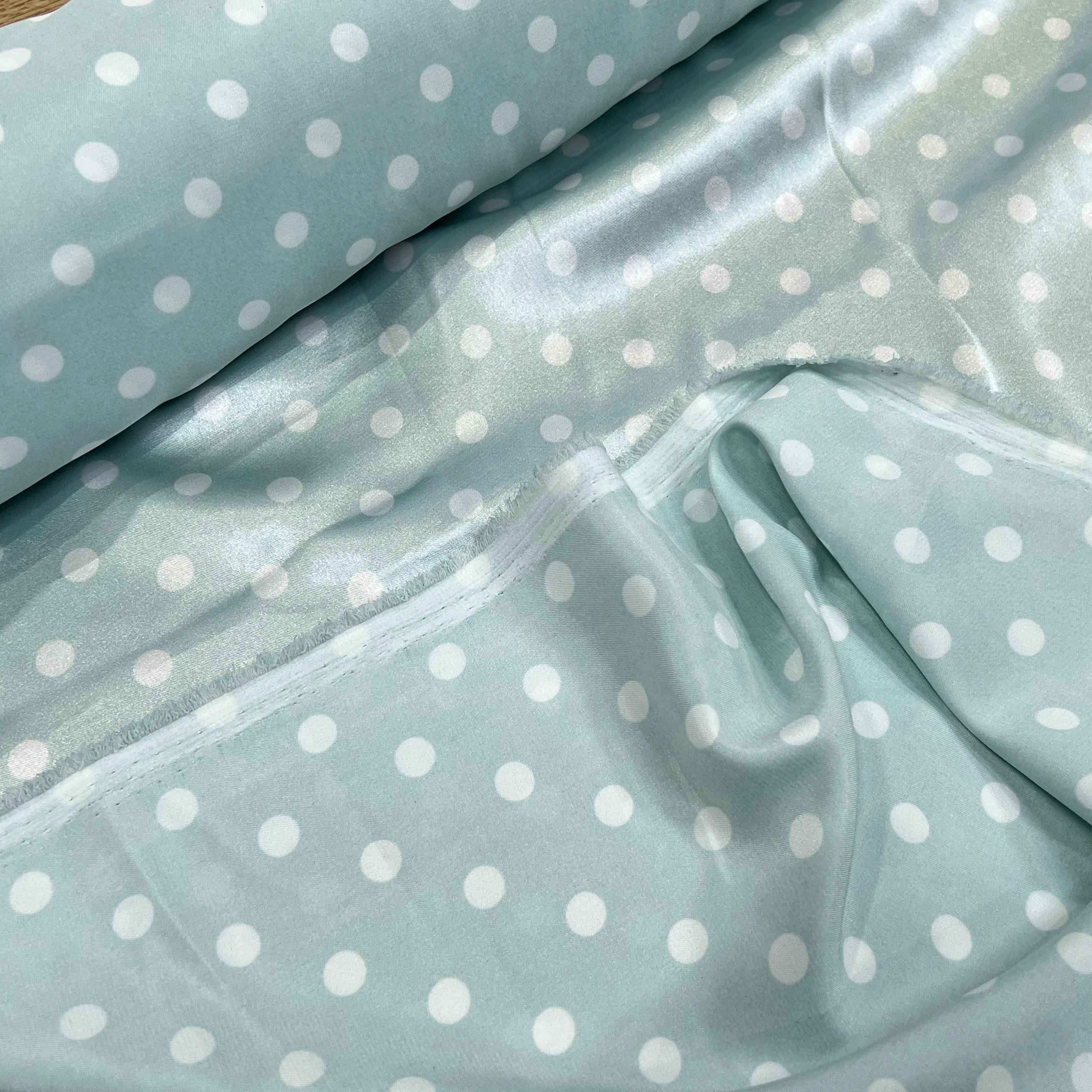 SATIN IMPRIMÉ POIS BLEU CIEL - My Little Coupon