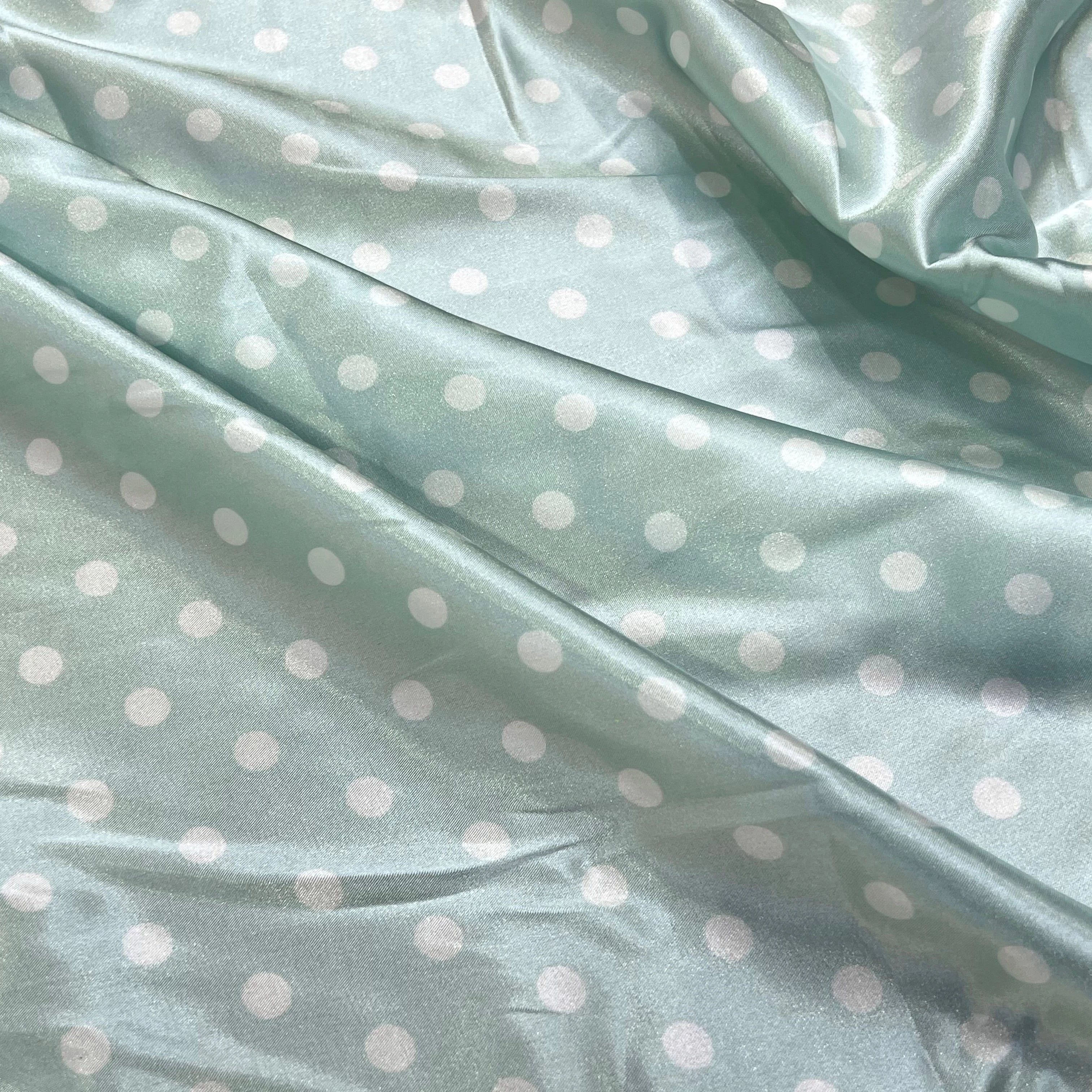 SATIN IMPRIMÉ POIS BLEU CIEL - My Little Coupon
