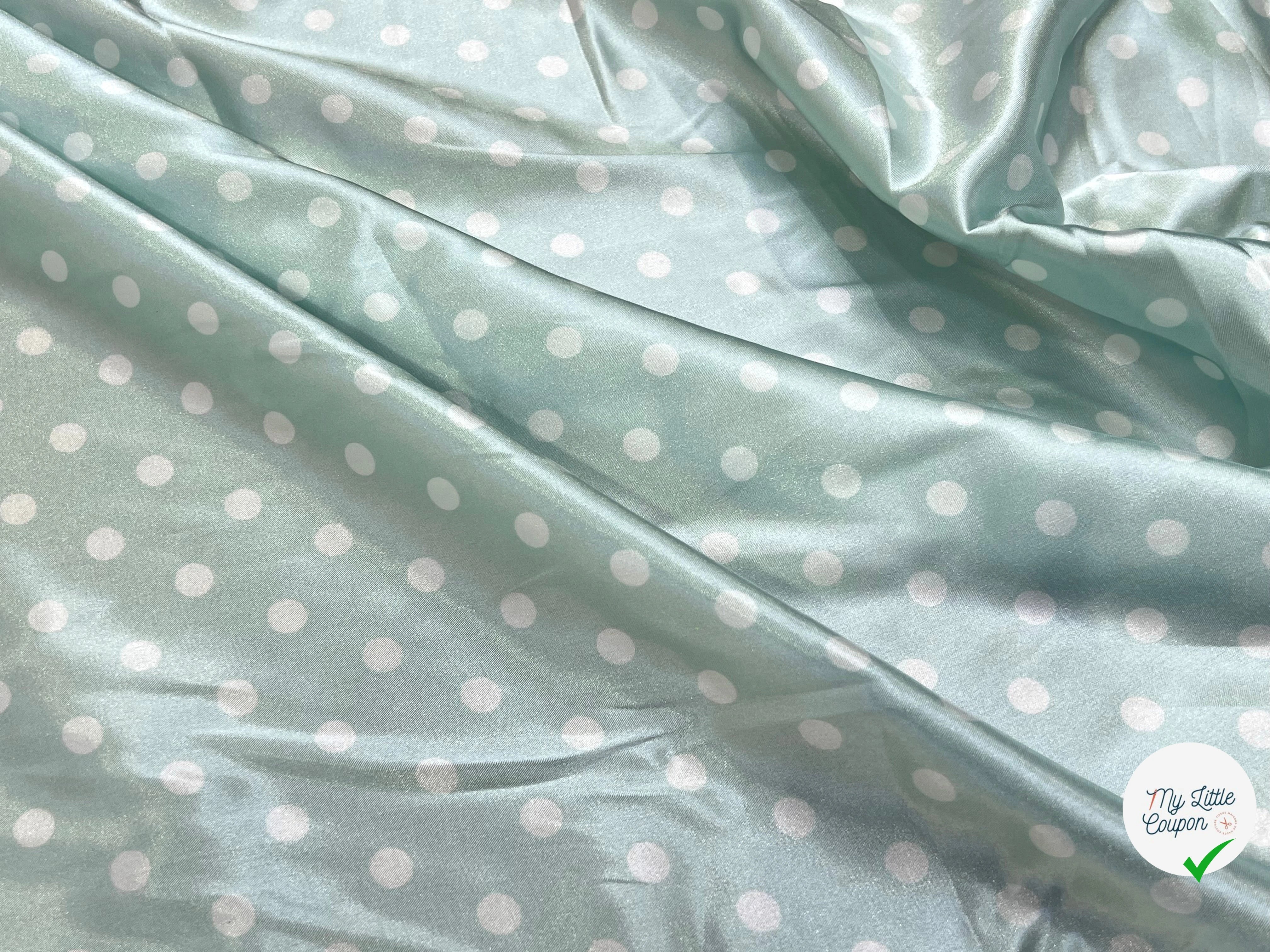 SATIN IMPRIMÉ POIS BLEU CIEL - My Little Coupon