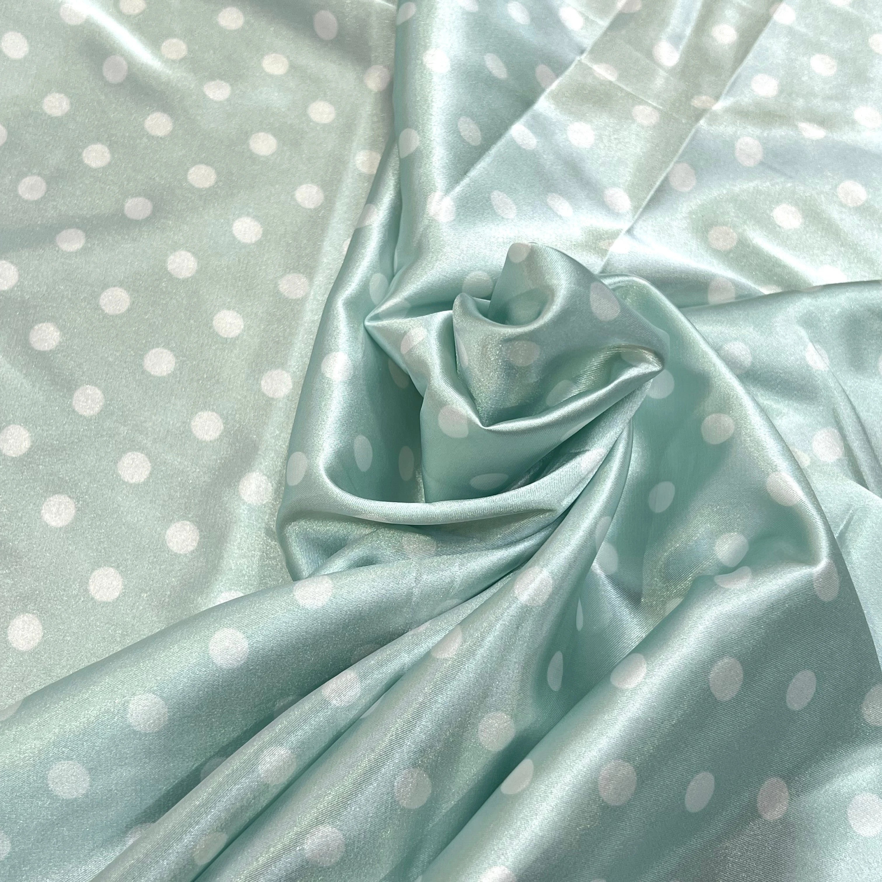 SATIN IMPRIMÉ POIS BLEU CIEL - My Little Coupon