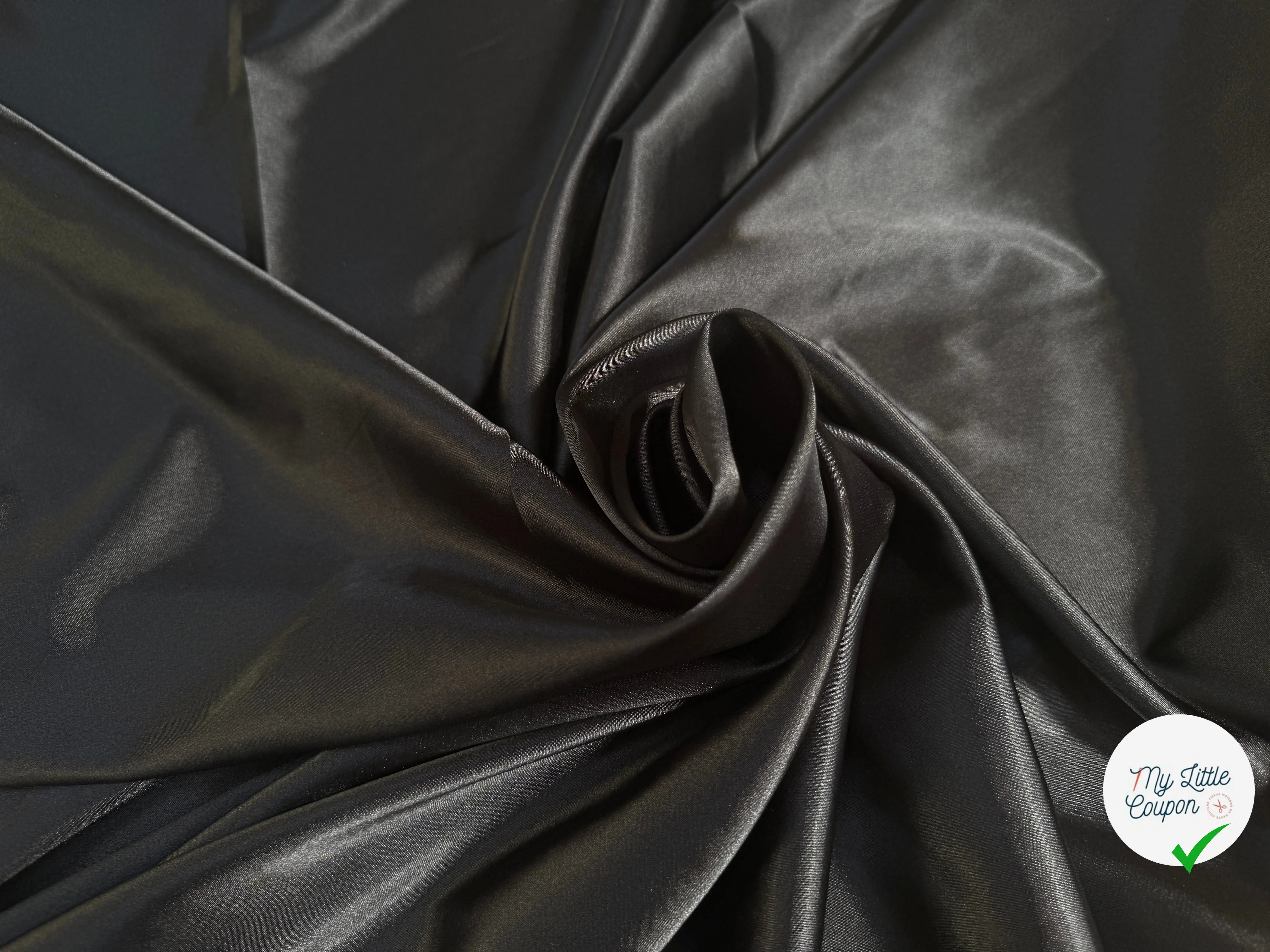 SATIN NOIR PEAU DE PÊCHE STRETCH - My Little Coupon