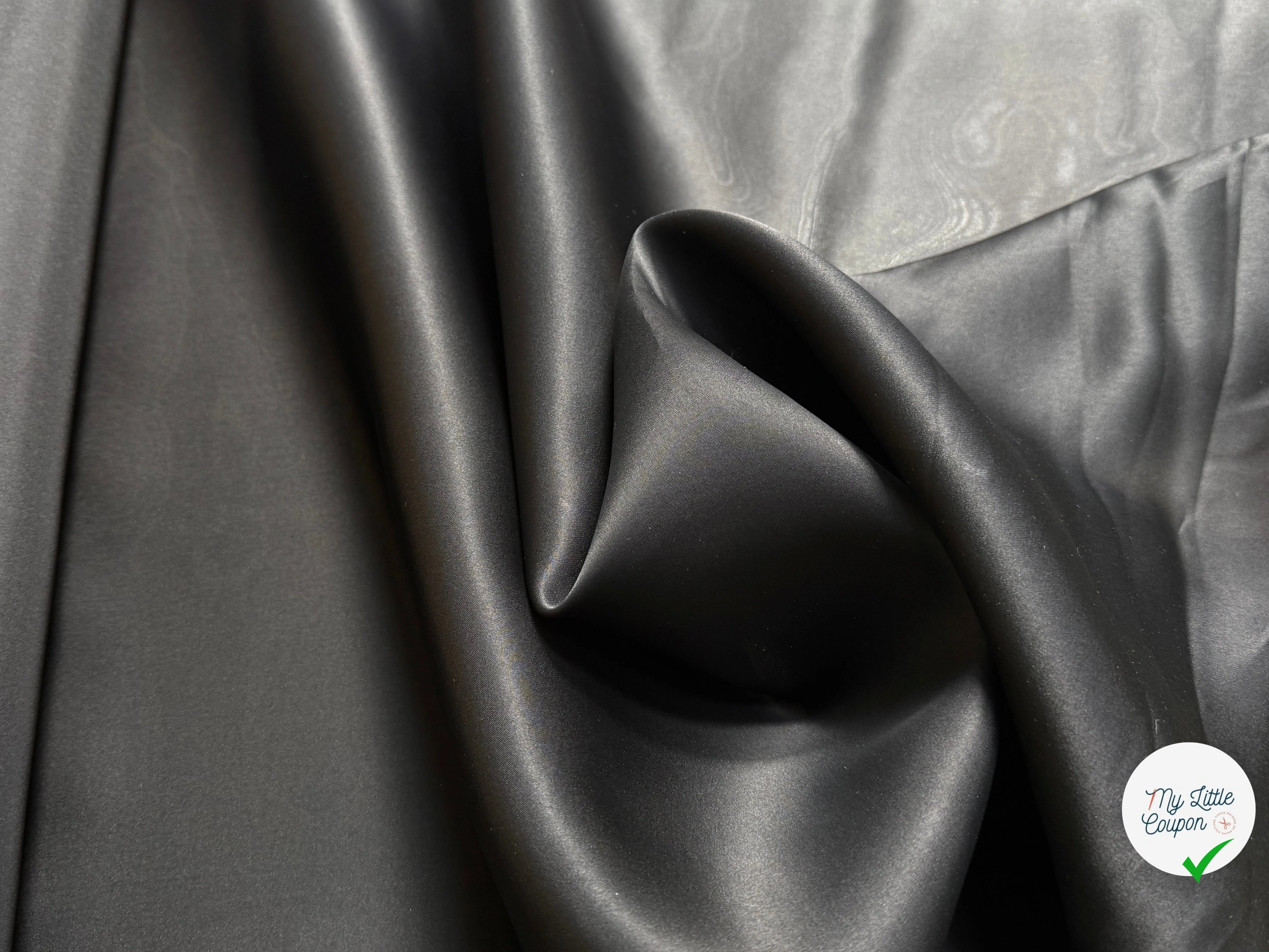 SATIN ORGANZA DE SOIE TRÈS BELLE DENSITÉ NOIR - My Little Coupon