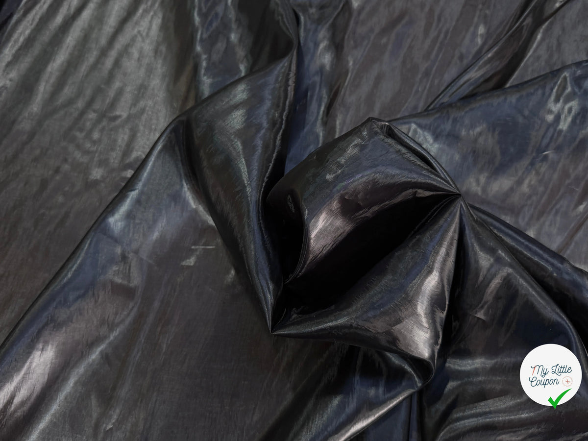 SATIN ORGANZA ULTRA LISSE FLUIDE NOIR EFFET HUILÉ - My Little Coupon