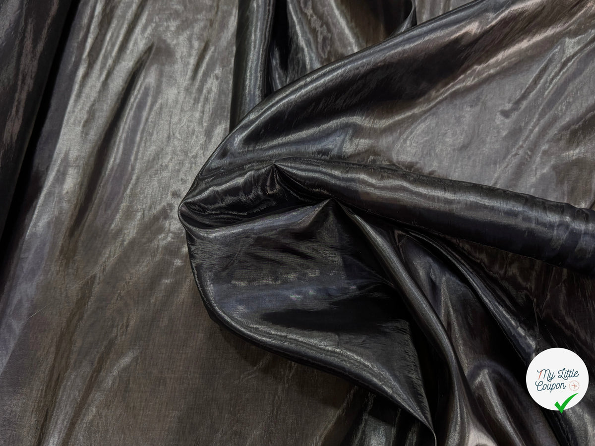 SATIN ORGANZA ULTRA LISSE FLUIDE NOIR EFFET HUILÉ - My Little Coupon