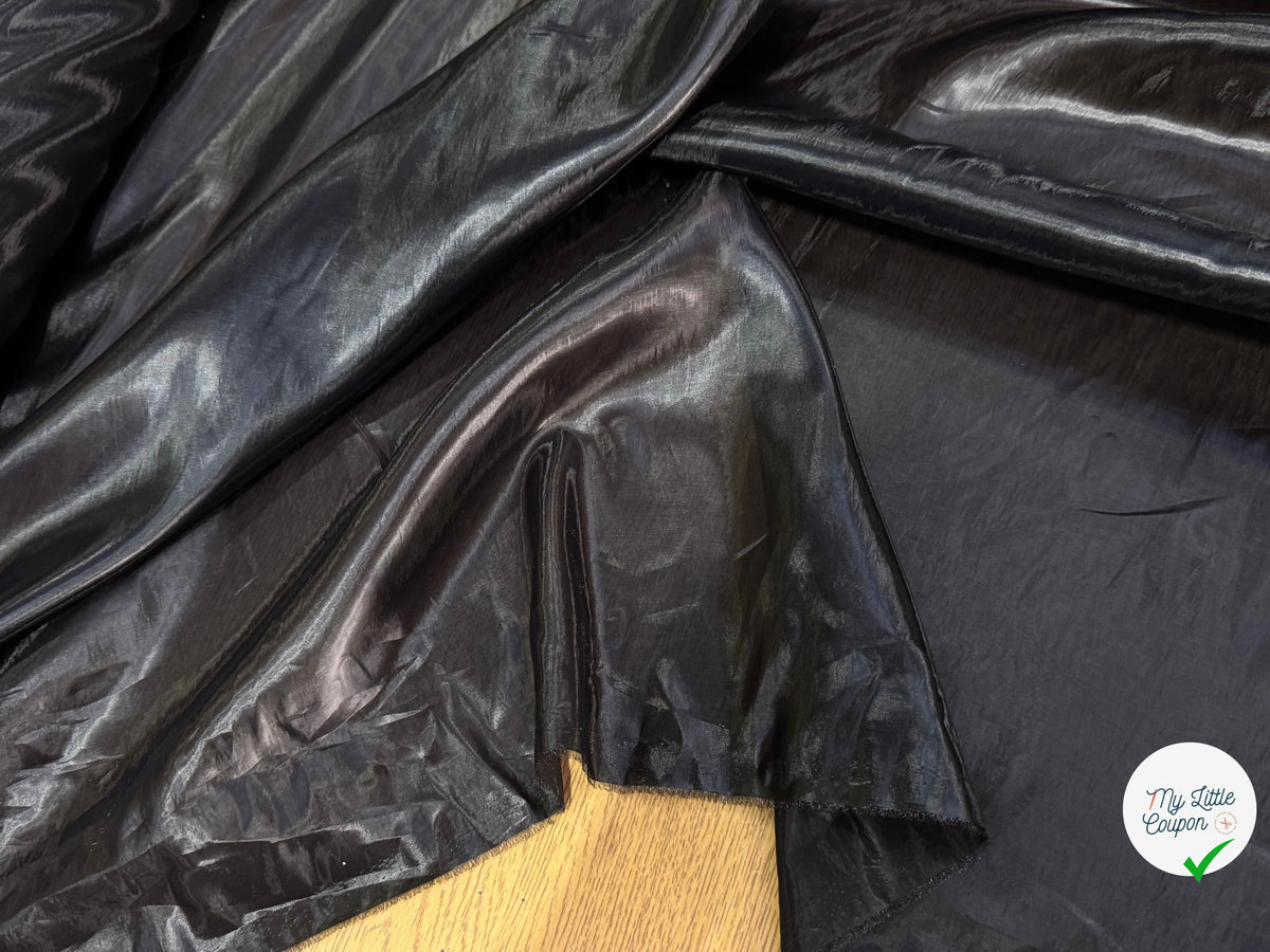 SATIN ORGANZA ULTRA LISSE FLUIDE NOIR EFFET HUILÉ - My Little Coupon