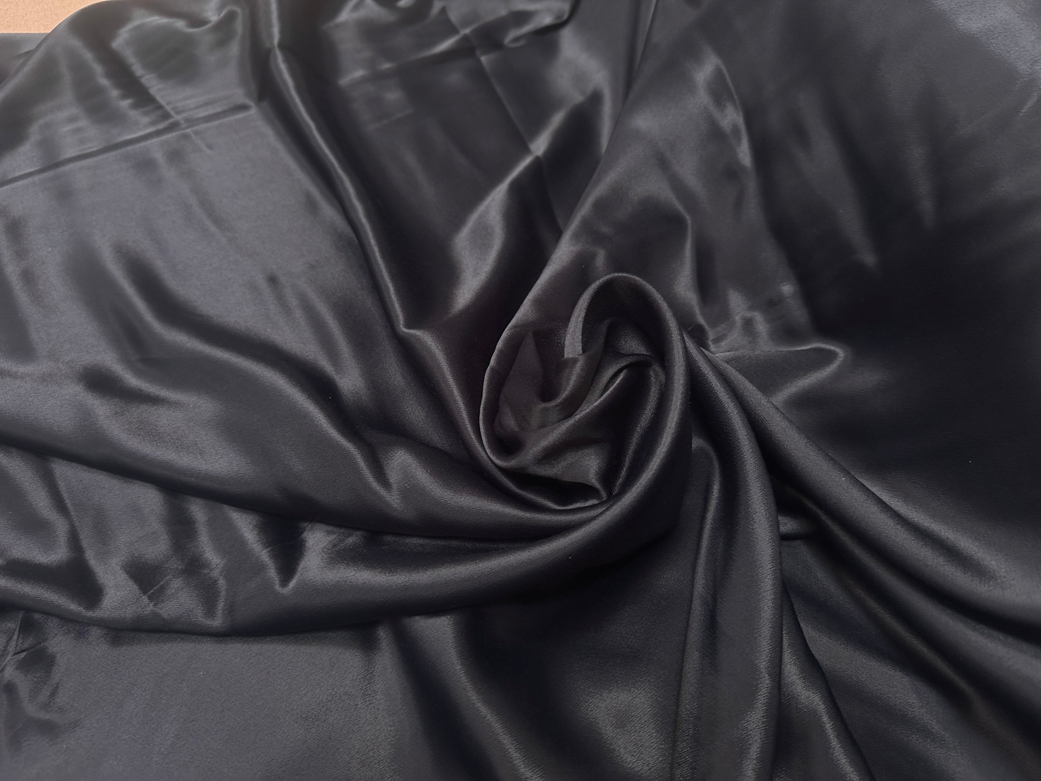 SATIN RICHE VISCOSE NOIR LEGEREMENT STRETCHÂ - My Little Coupon