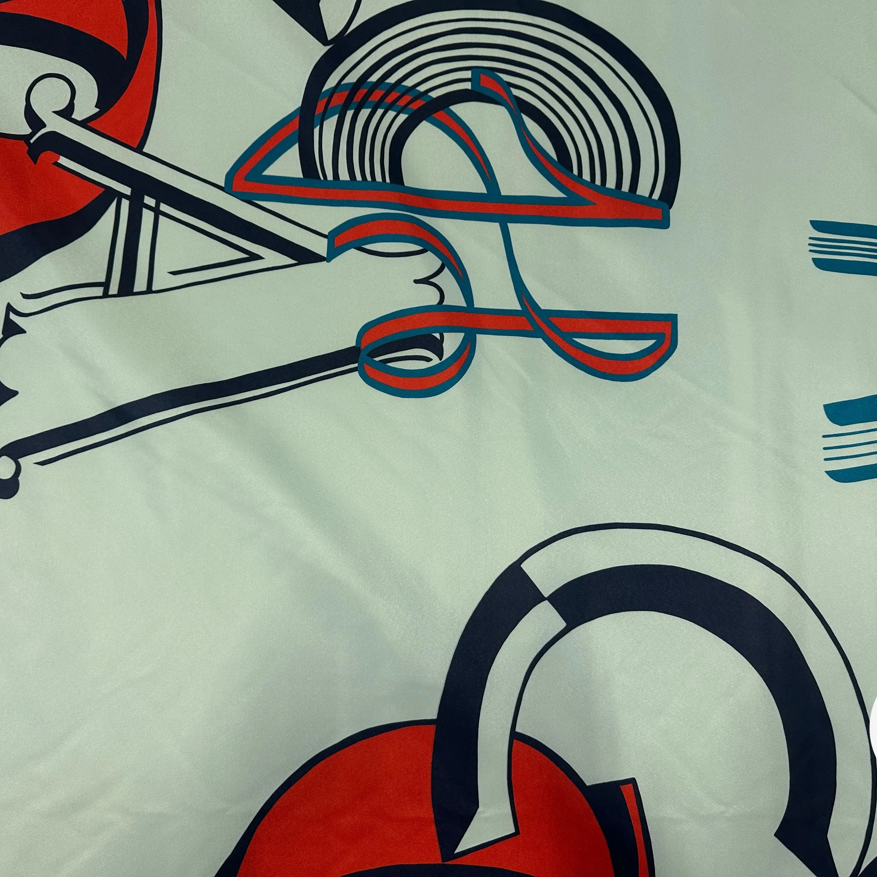 SATIN SERGÉ FOND VERT MOTIFS GEOMETRIE IRREGULIERES - My Little Coupon