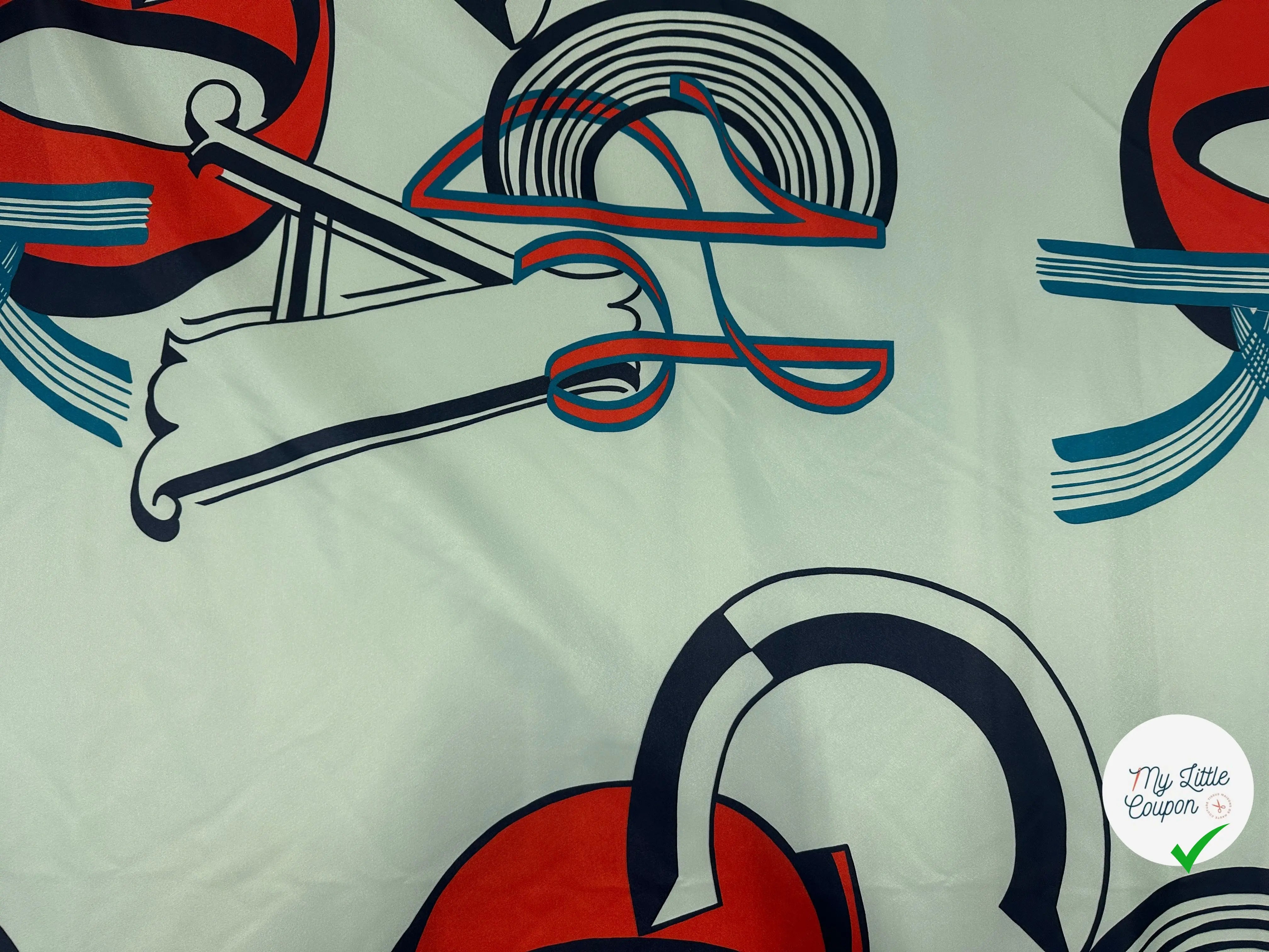 SATIN SERGÉ FOND VERT MOTIFS GEOMETRIE IRREGULIERES - My Little Coupon