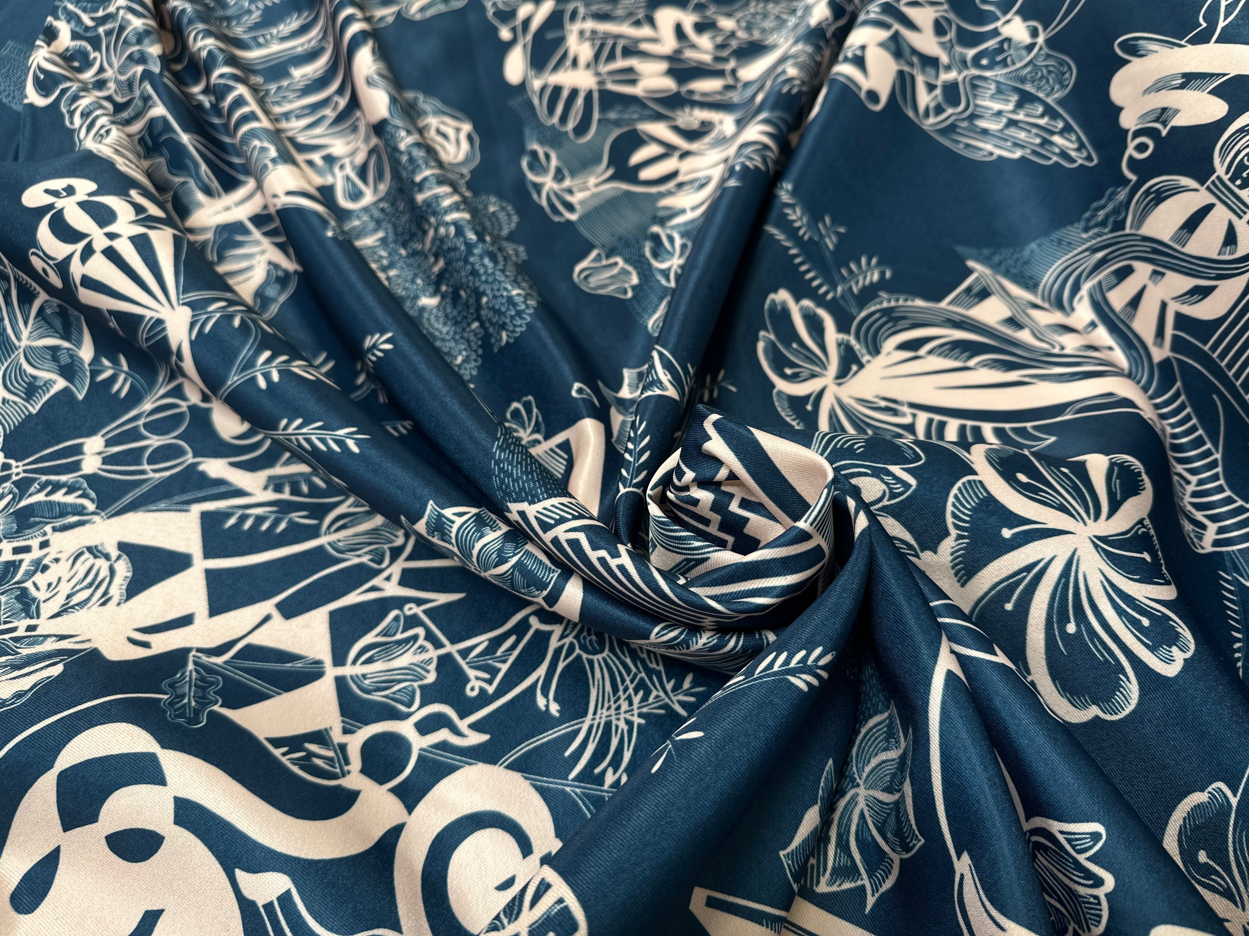 SATIN SERGÉ LOURD CREATORE BLEU SAUMON - My Little Coupon