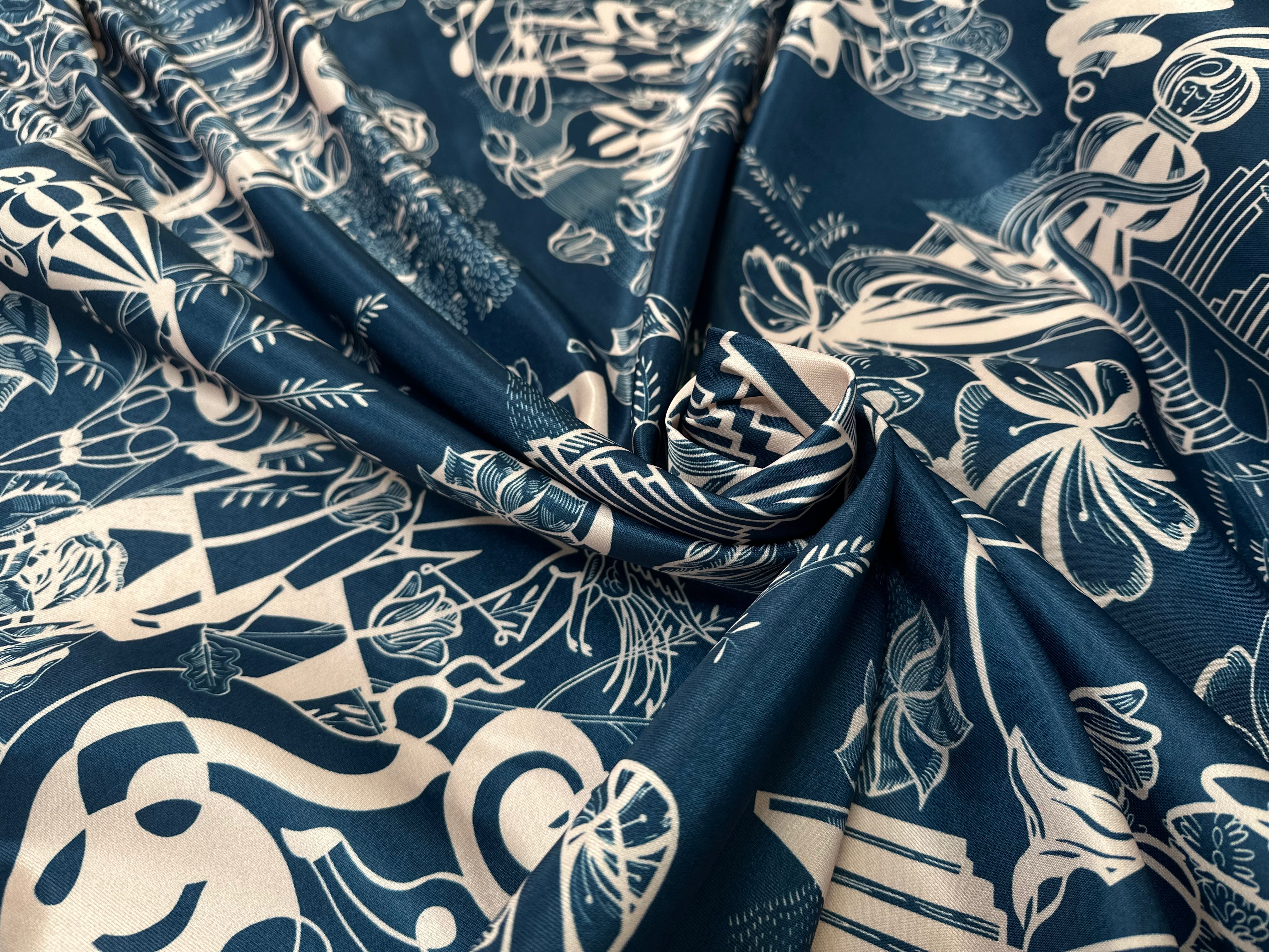 SATIN SERGÉ LOURD CREATORE BLEU SAUMON - My Little Coupon