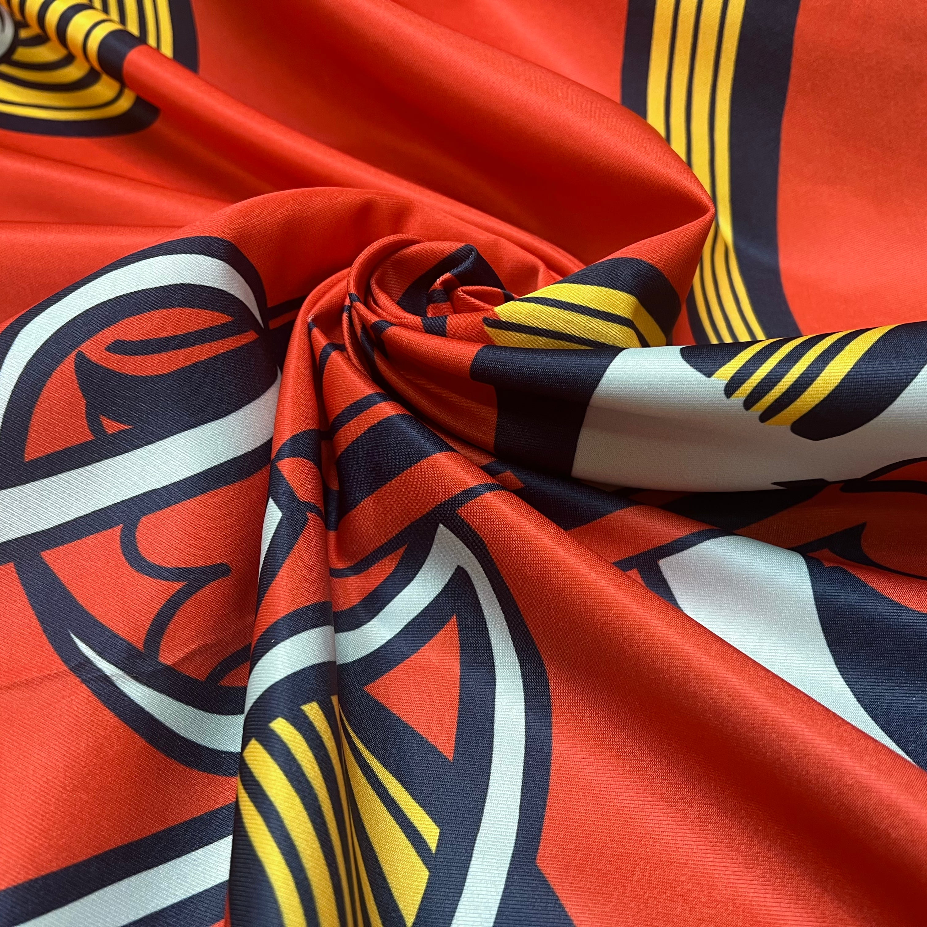 SATIN SERGÉ LOURD MIAMI POP ART ORANGE - My Little Coupon