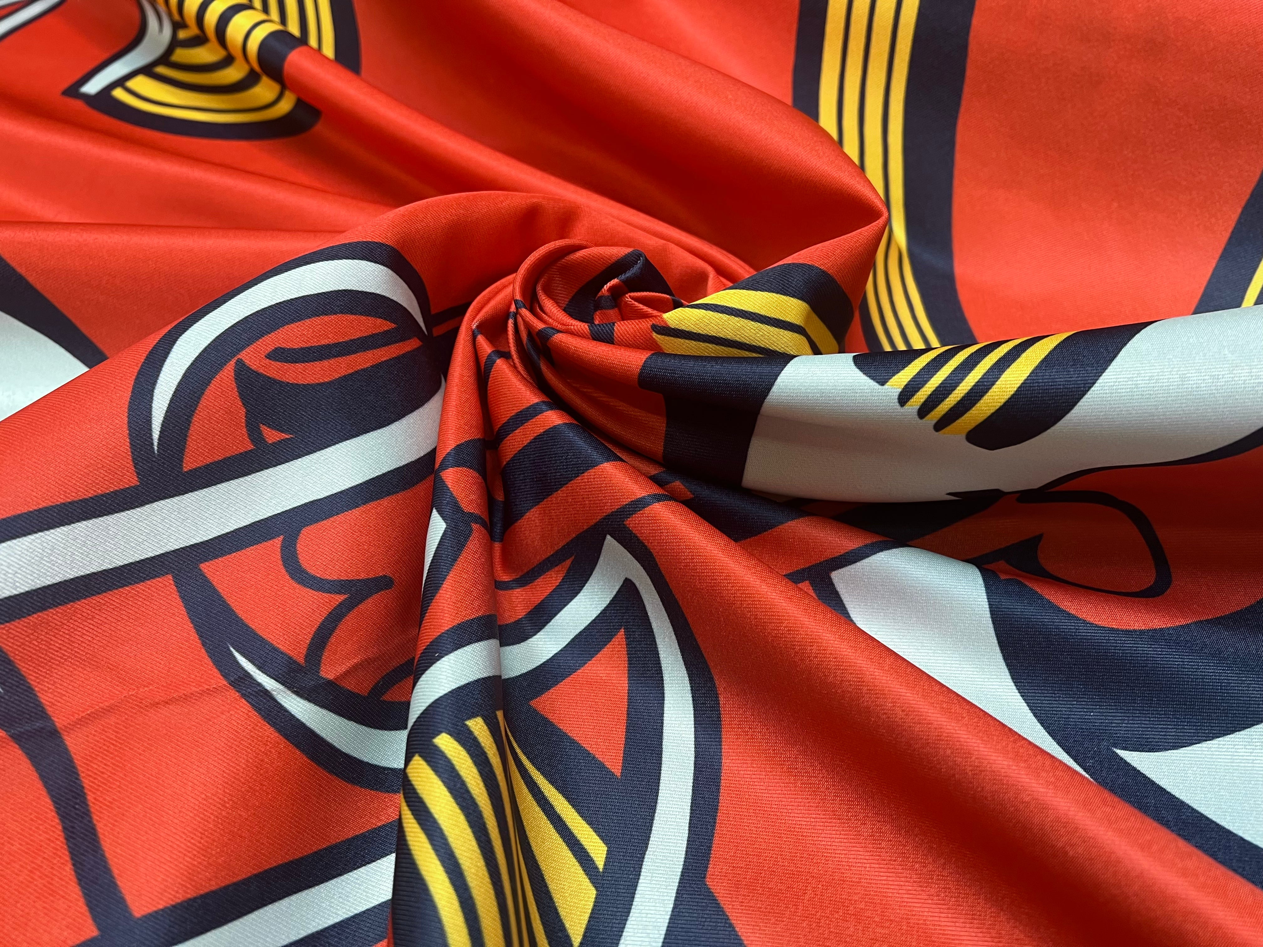 SATIN SERGÉ LOURD MIAMI POP ART ORANGE - My Little Coupon