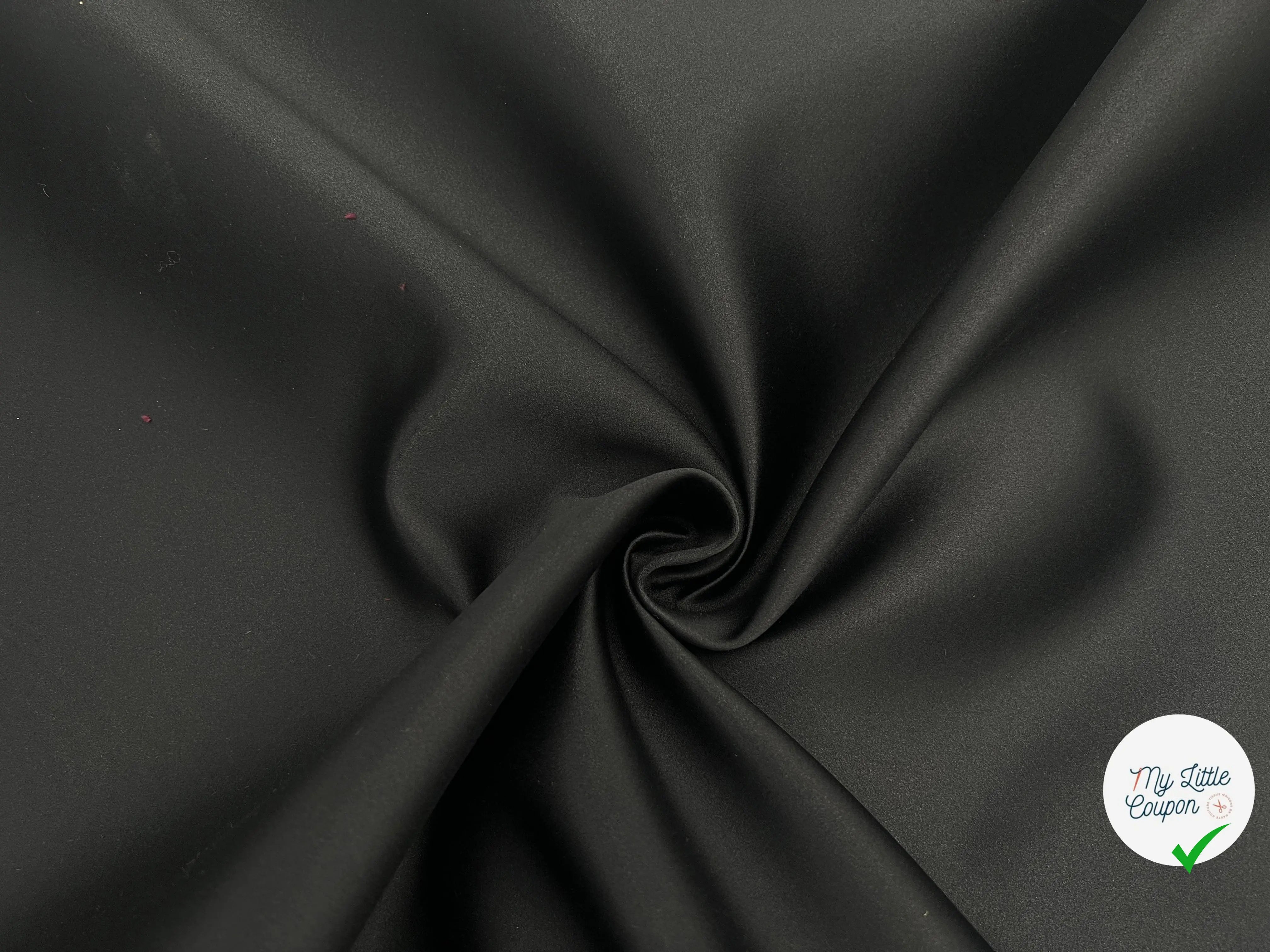 SATIN SMOCKING NOIR CONTRECOLLÉ DOUBLE ÉTOFFE - My Little Coupon - tissu - coudre