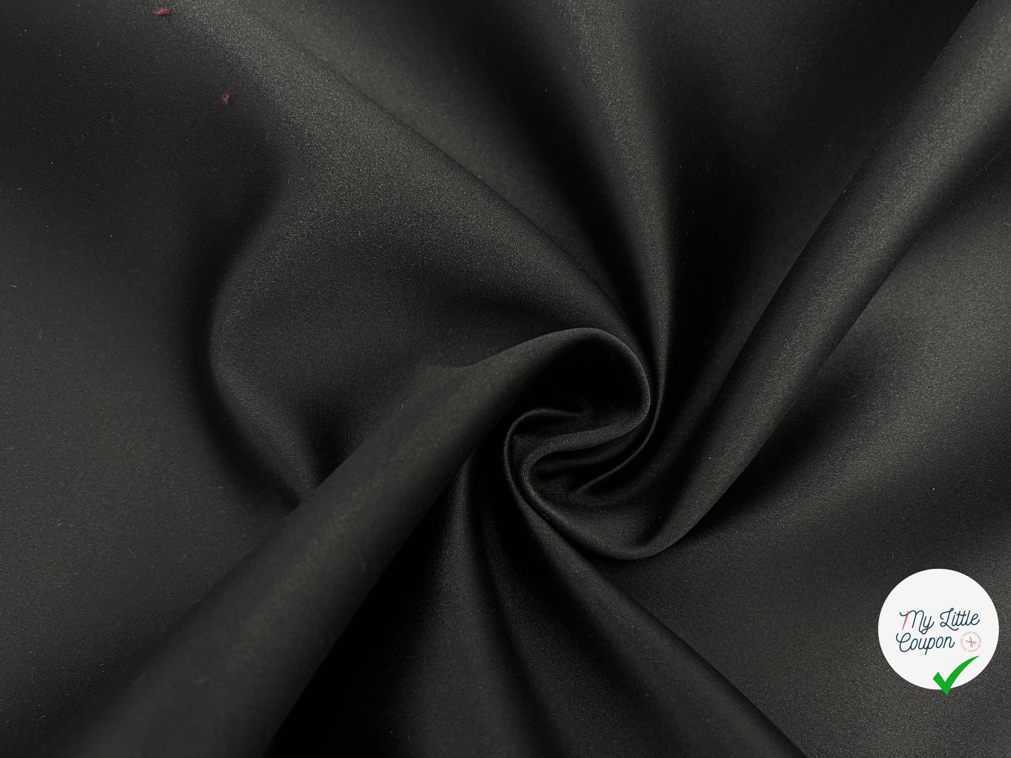 SATIN SMOCKING NOIR CONTRECOLLÉ DOUBLE ÉTOFFE - My Little Coupon - tissu - coudre