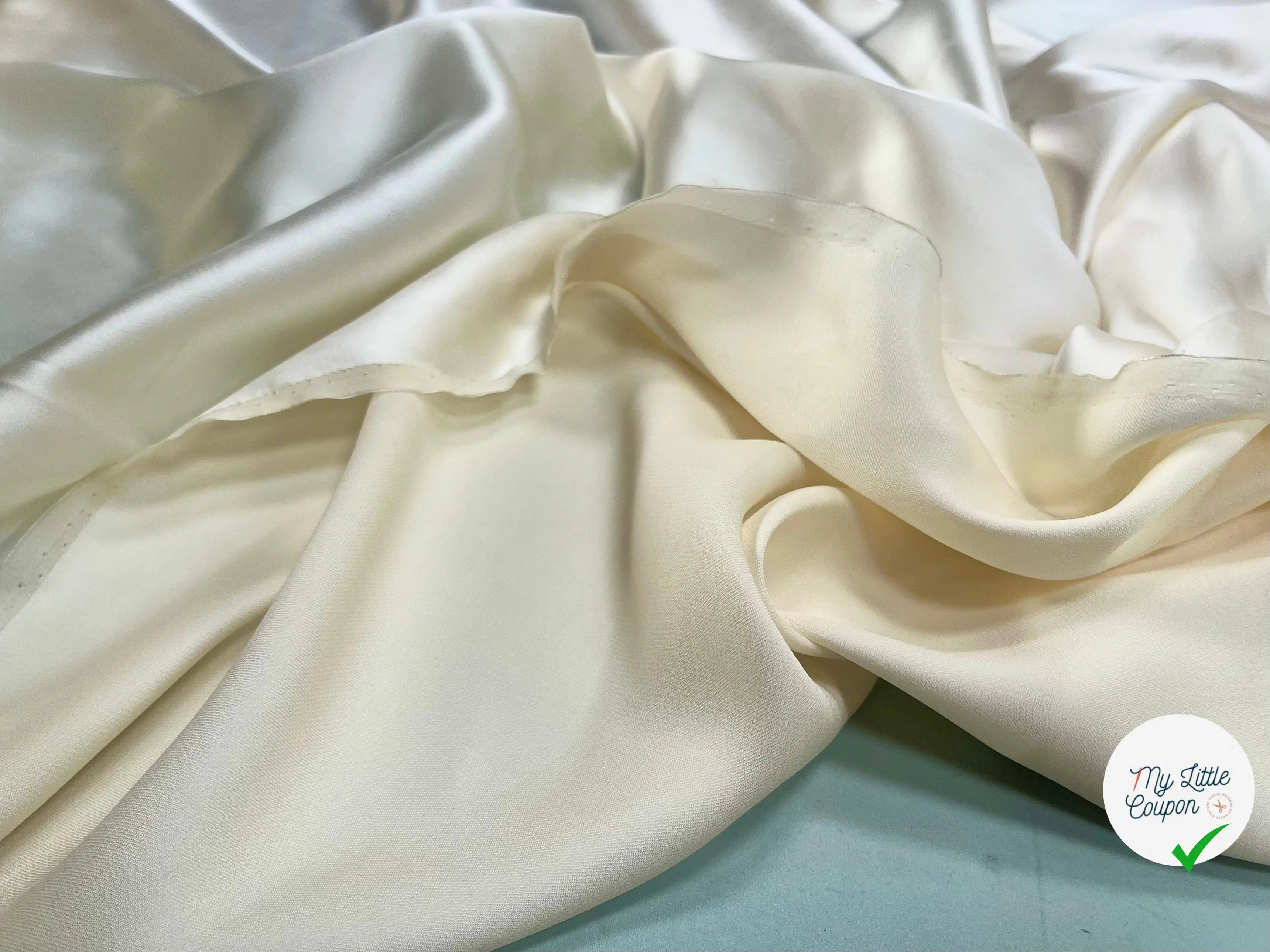 SATIN SOIE VISCOSE IVOIRE SATINÉ LAIZE 60CM - My Little Coupon