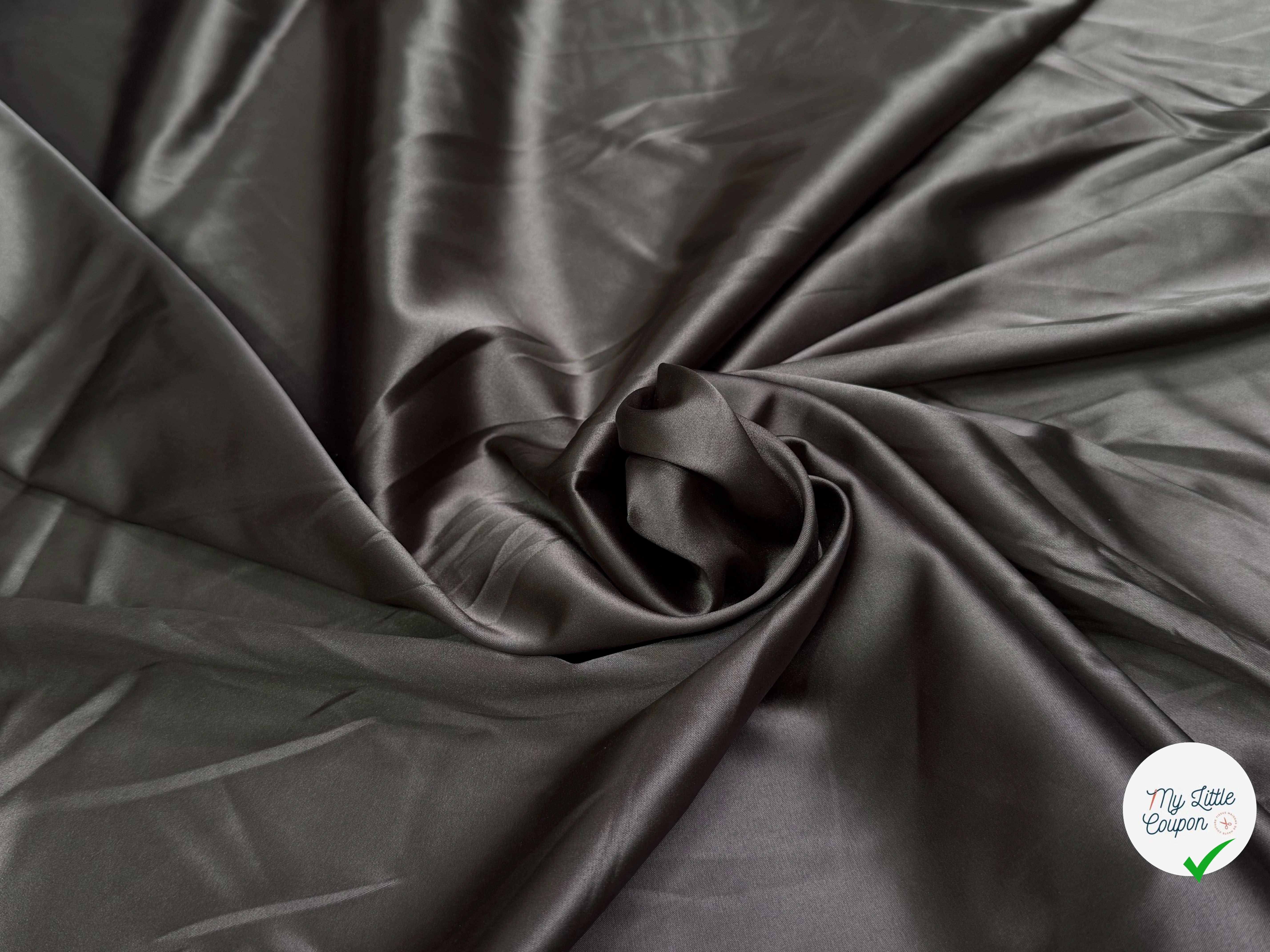 SATIN STRETCH MARRON FONCÉ FLUIDE - My Little Coupon
