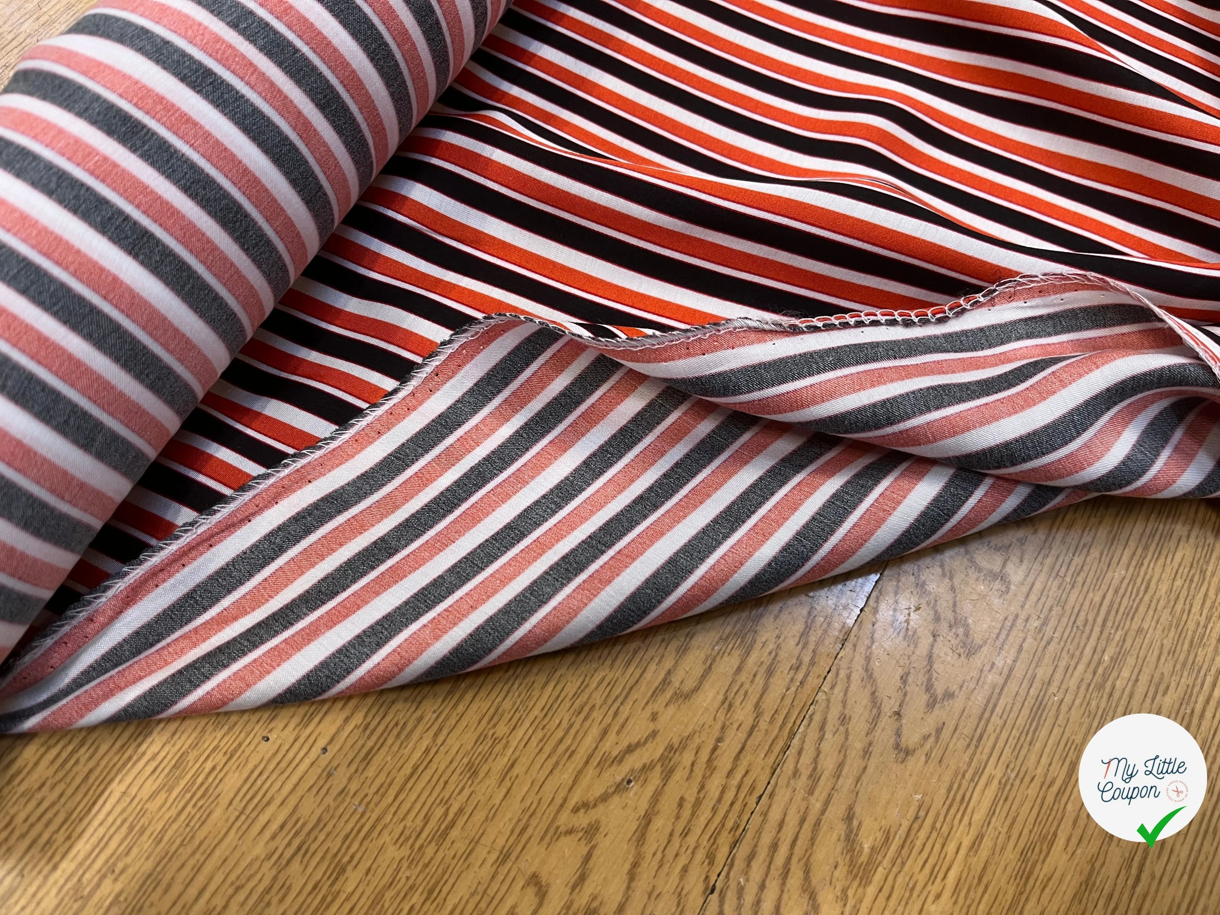 SATIN VISCOSE À RAYURES MULTICOLORES 134CM - My Little Coupon