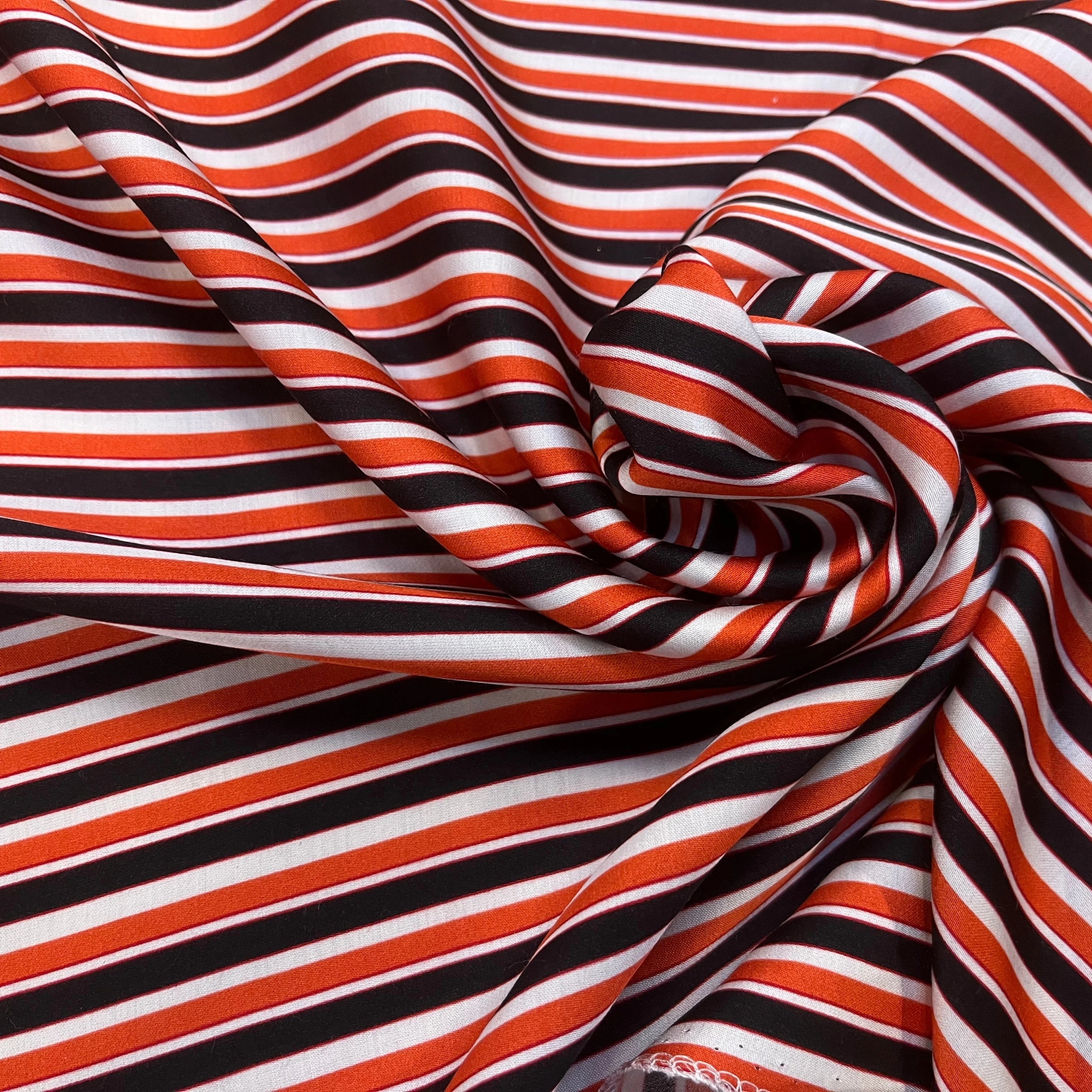 SATIN VISCOSE À RAYURES MULTICOLORES 134CM - My Little Coupon