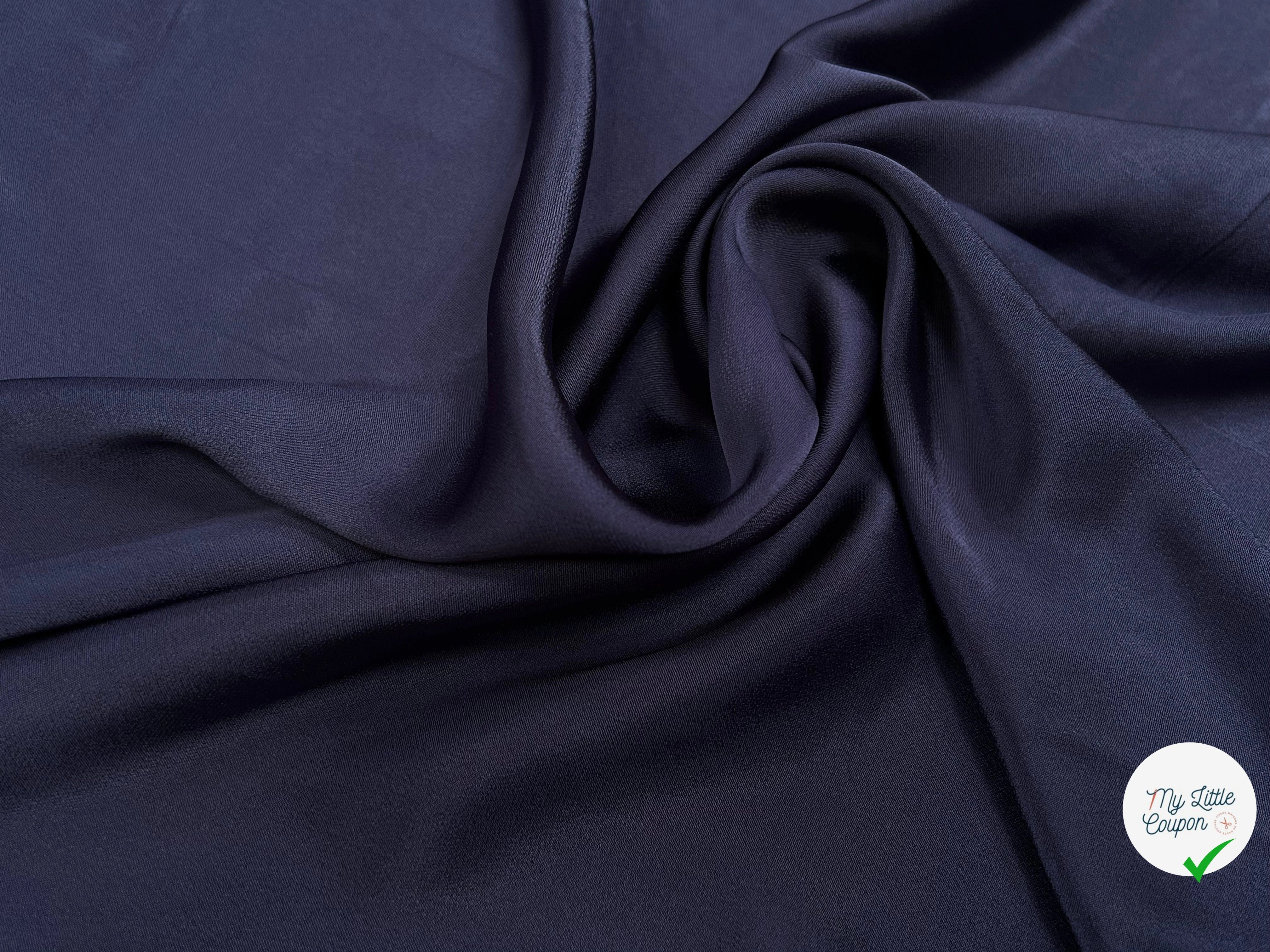 SATIN VISCOSE CRÈPÉ BLEU NUIT - My Little Coupon