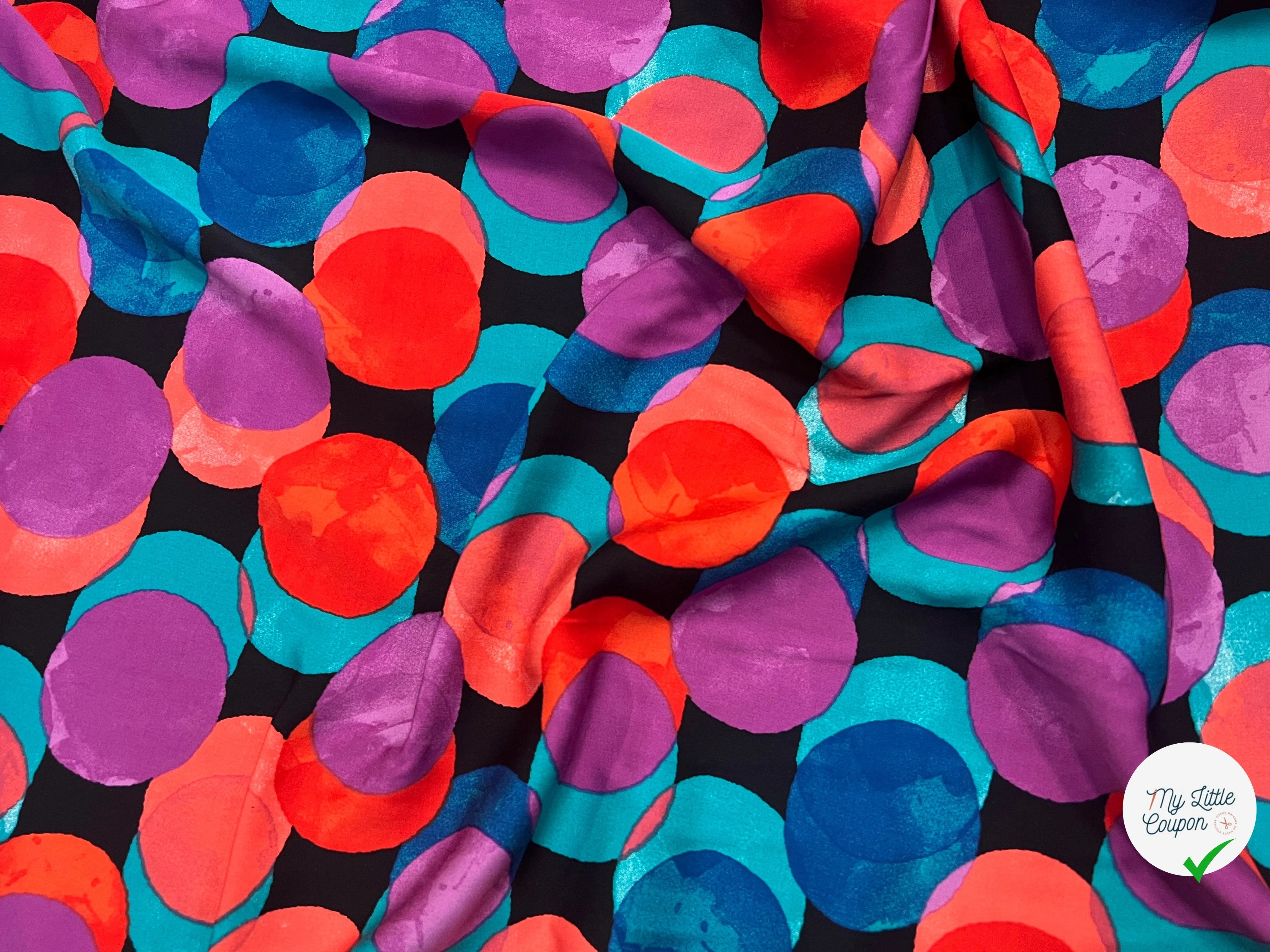 SATIN VISCOSE FUNNY DOTS CYCLAM - My Little Coupon