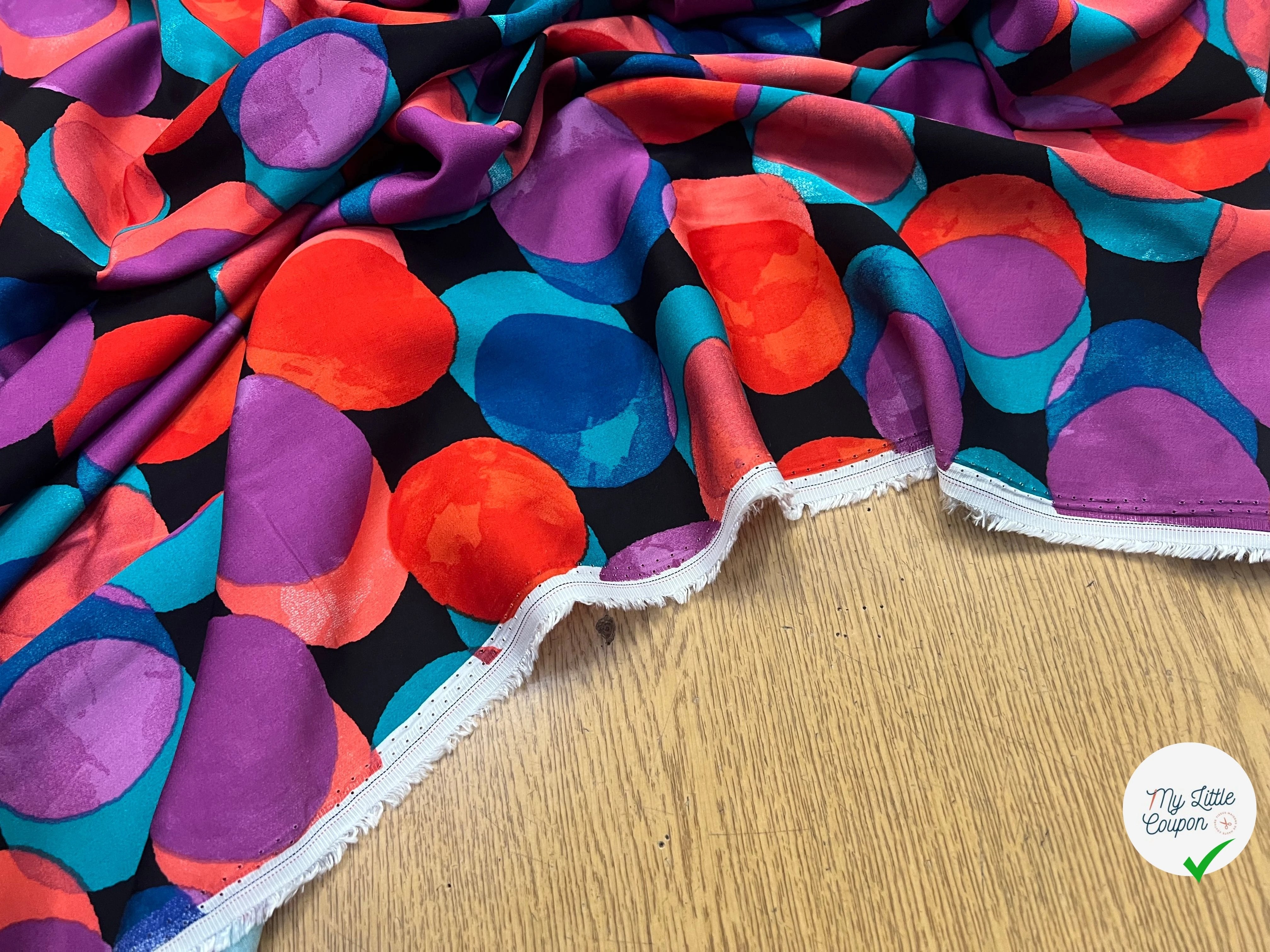 SATIN VISCOSE FUNNY DOTS CYCLAM - My Little Coupon