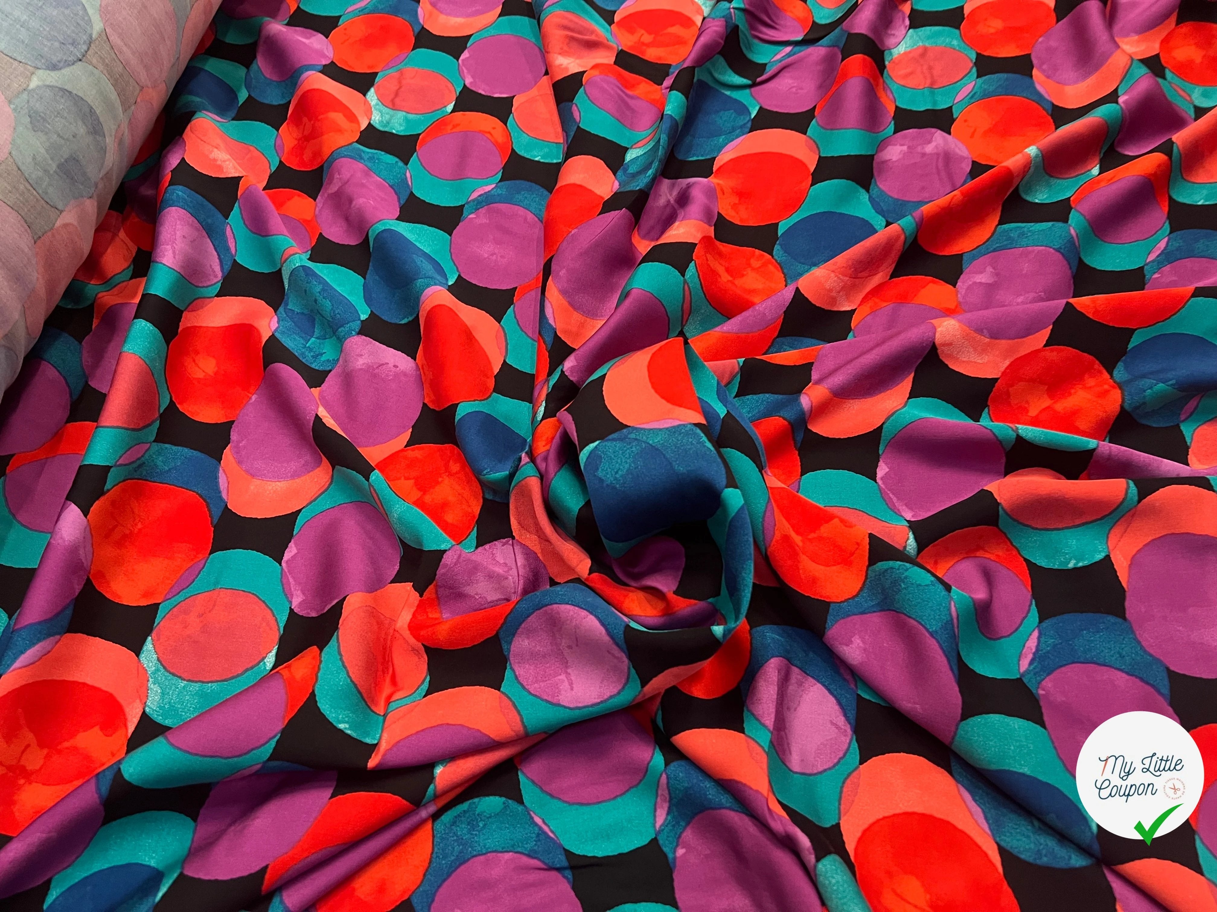 SATIN VISCOSE FUNNY DOTS CYCLAM - My Little Coupon