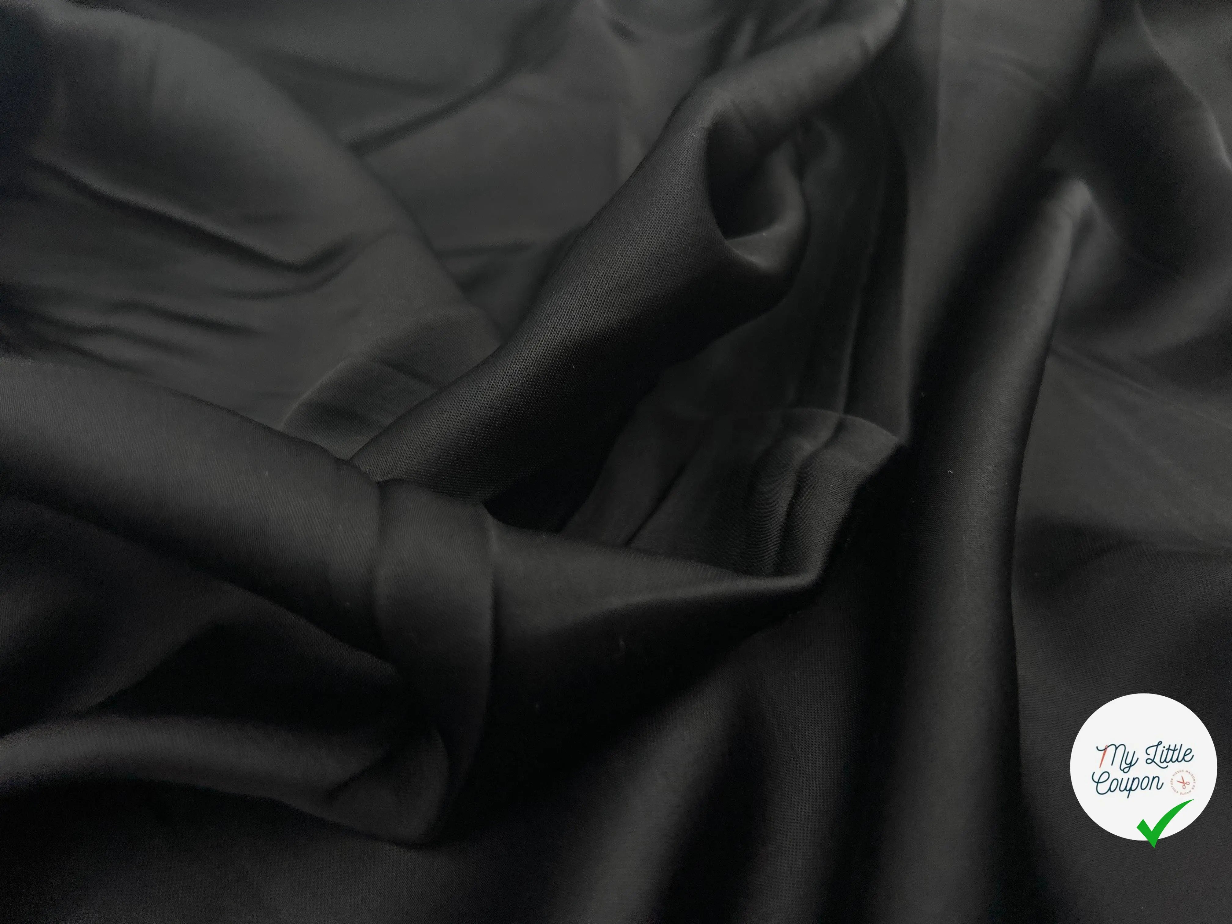 SATIN VISCOSE NOIRE - coupon de tissu de 3 mètres - My Little Coupon - tissu - coudre