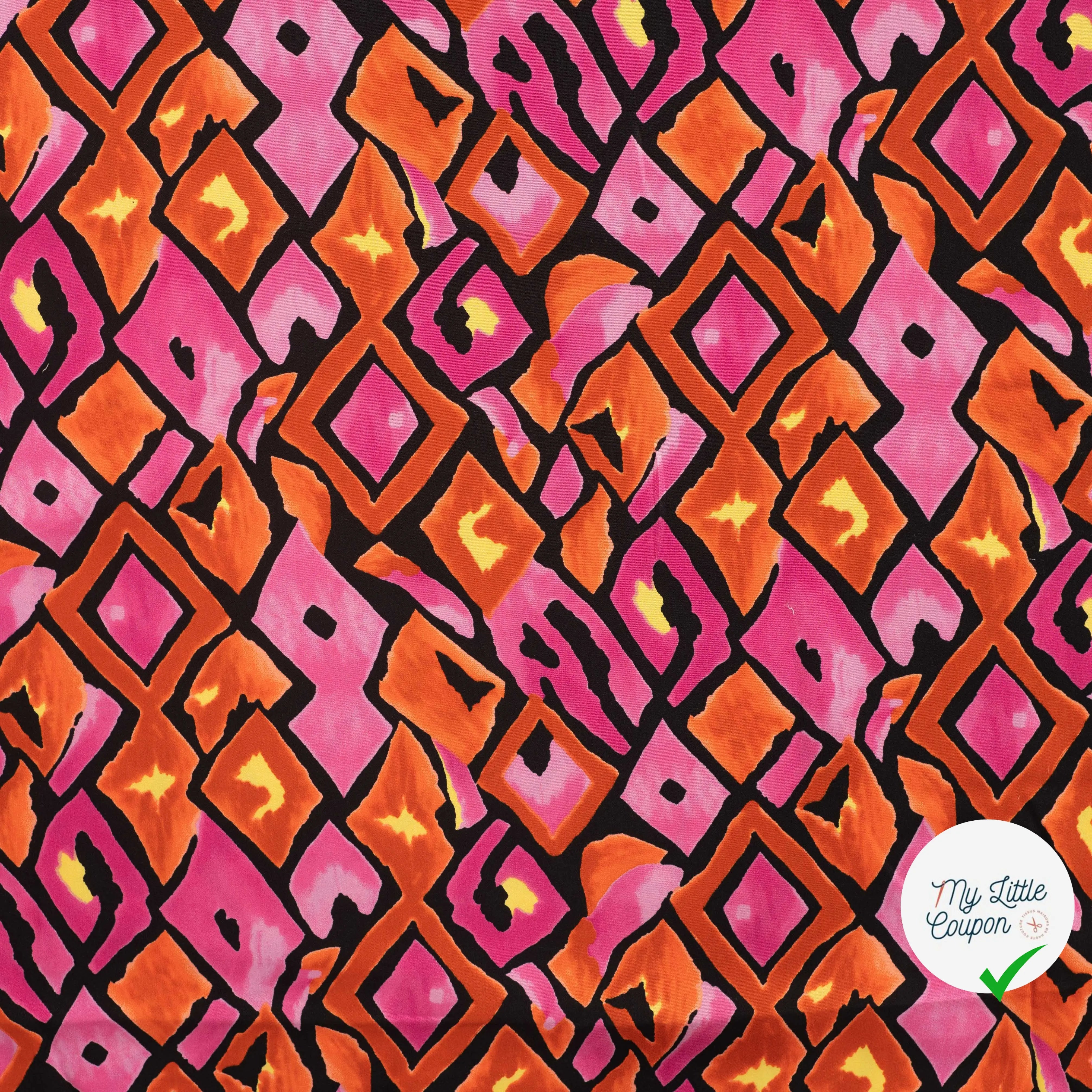 SATIN VISCOSE RETRO CHECKS FUCHSIA - My Little Coupon