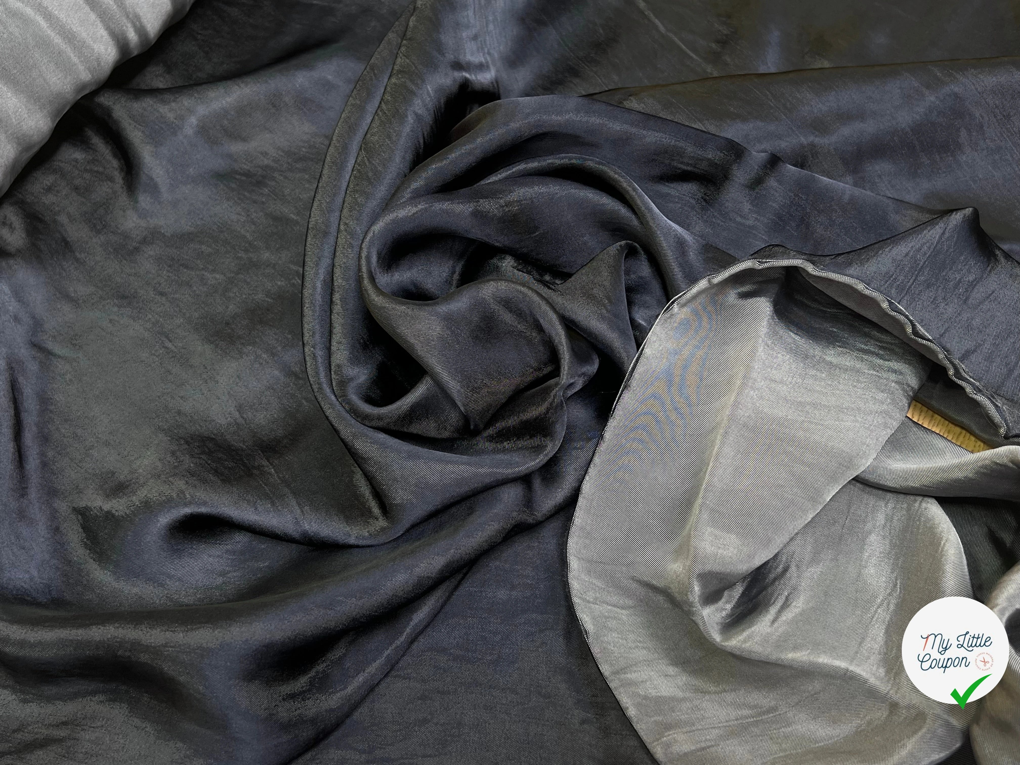 SATIN WASHED ACETATE VISCOSE BLACK DENIM STYLE 63% VISCOSE - My Little Coupon