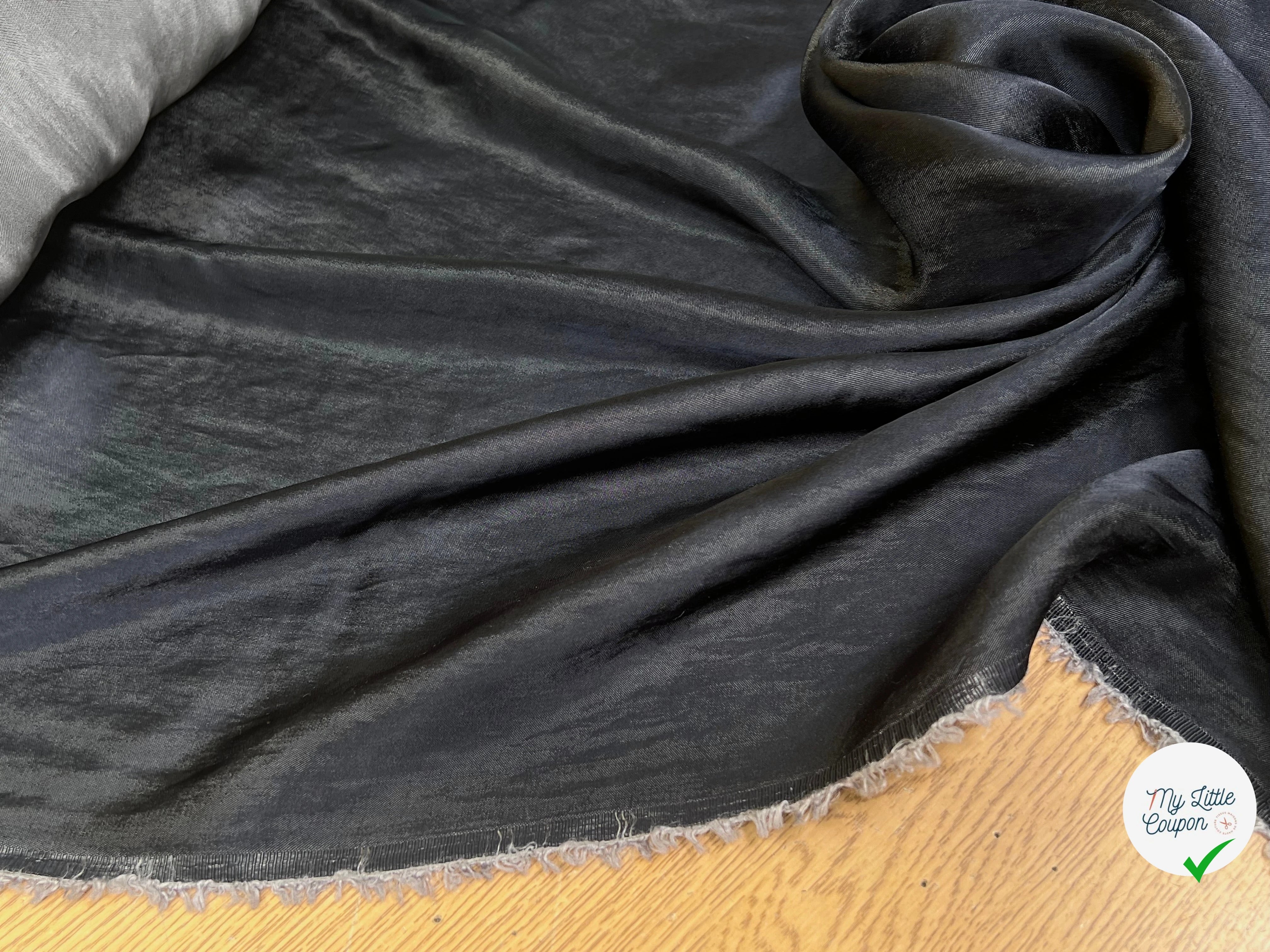 SATIN WASHED ACETATE VISCOSE BLACK DENIM STYLE 63% VISCOSE - My Little Coupon