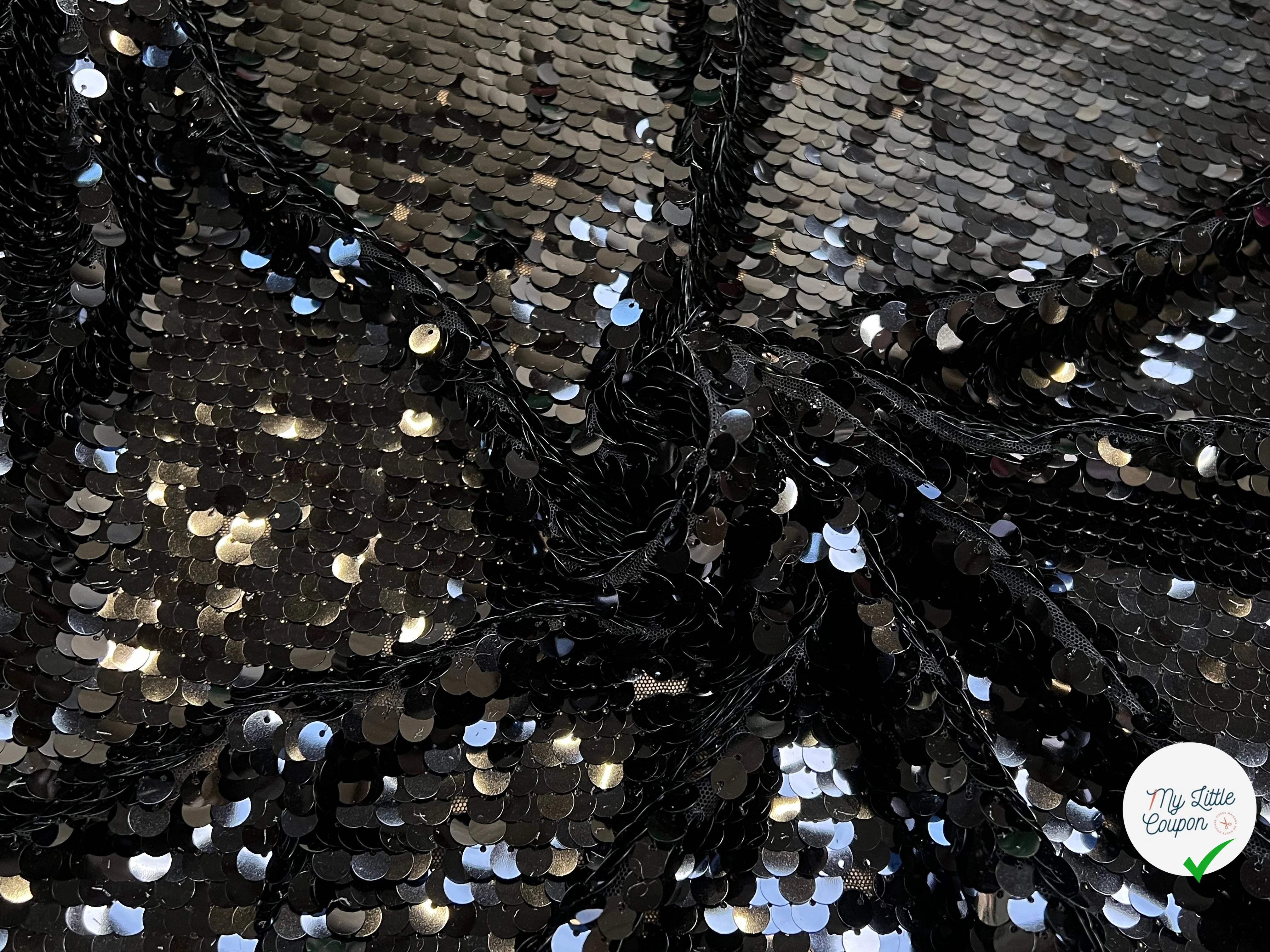 SEQUIN PAILLETTE SUR RÉSILLE NOIR - My Little Coupon