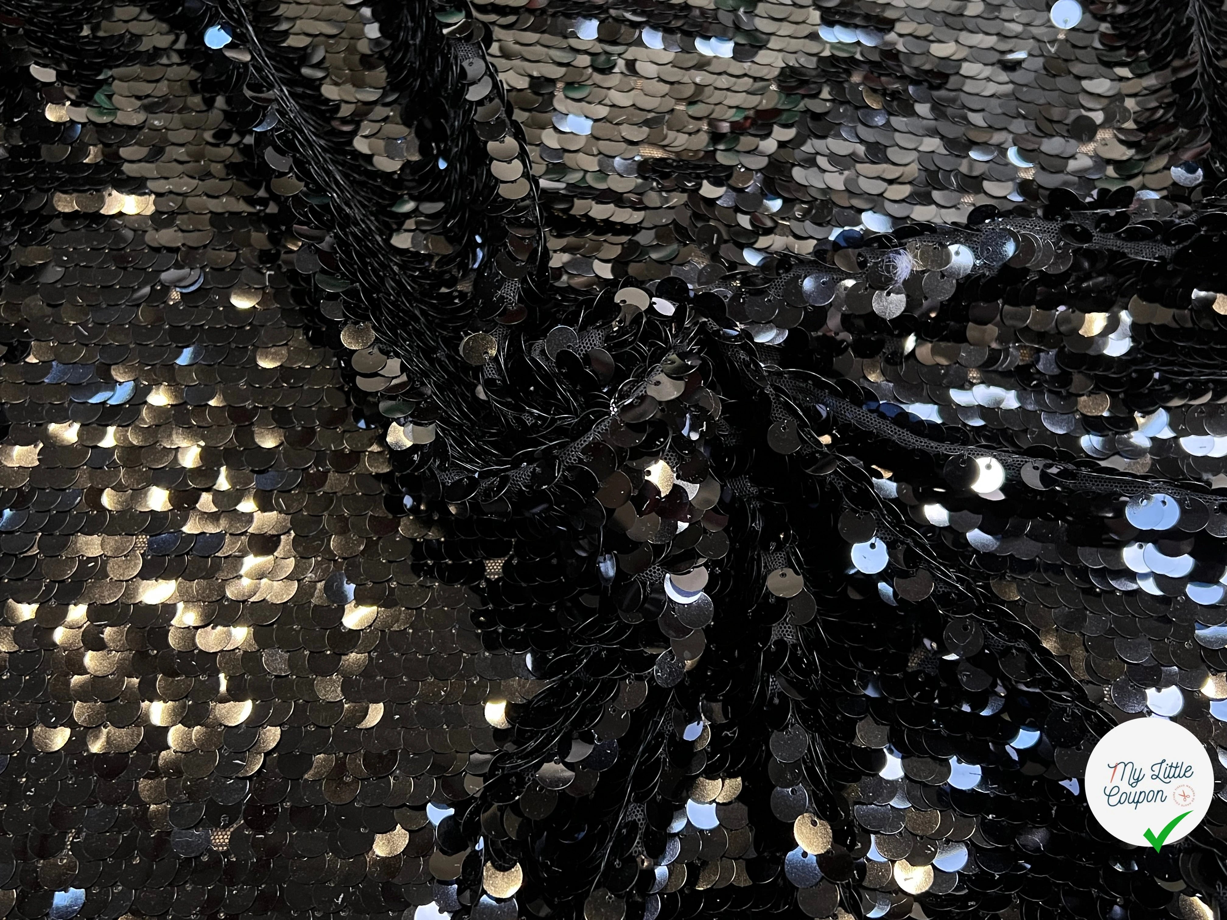 SEQUIN PAILLETTE SUR RÉSILLE NOIR - My Little Coupon