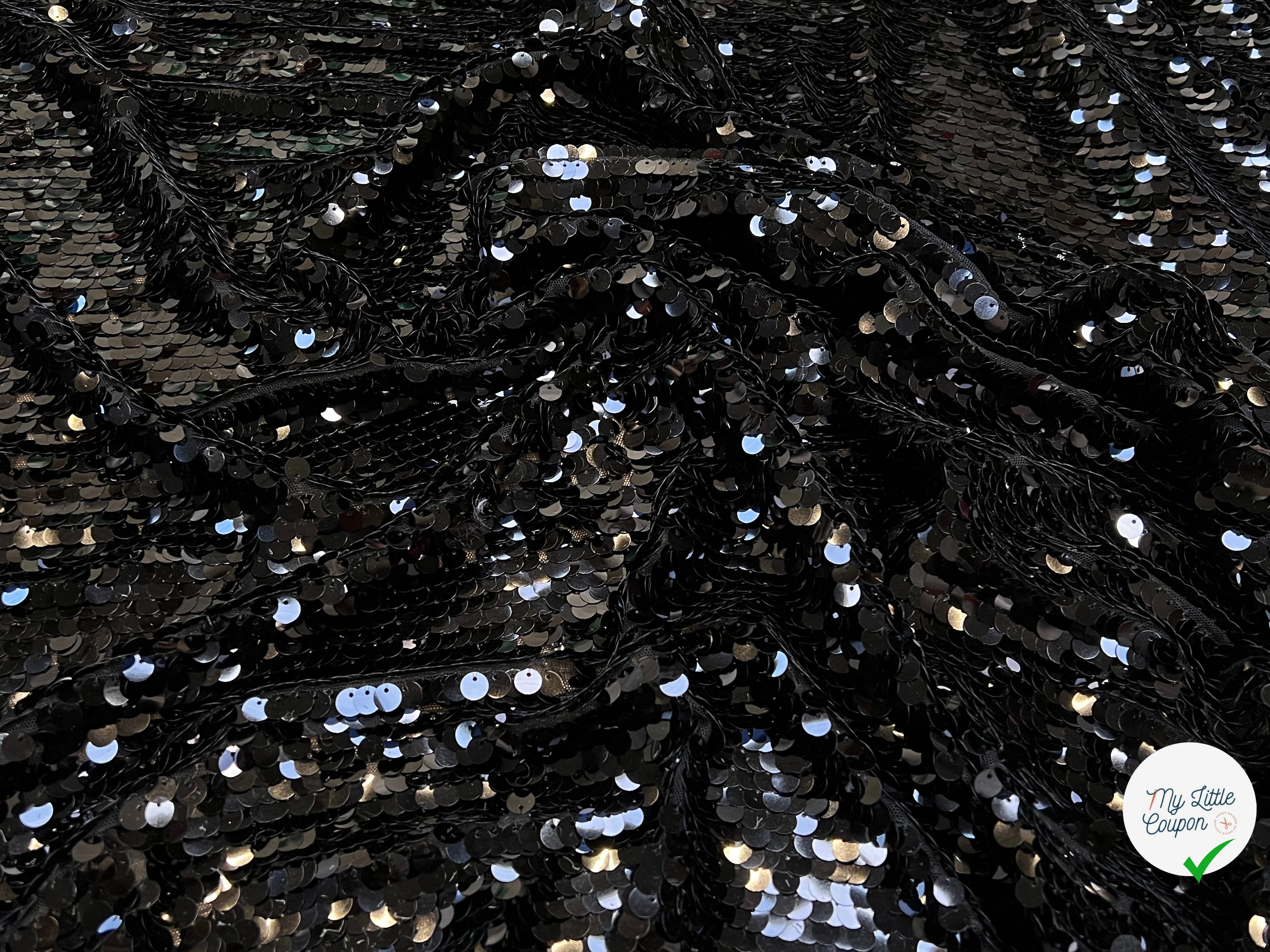 SEQUIN PAILLETTE SUR RÉSILLE NOIR - My Little Coupon