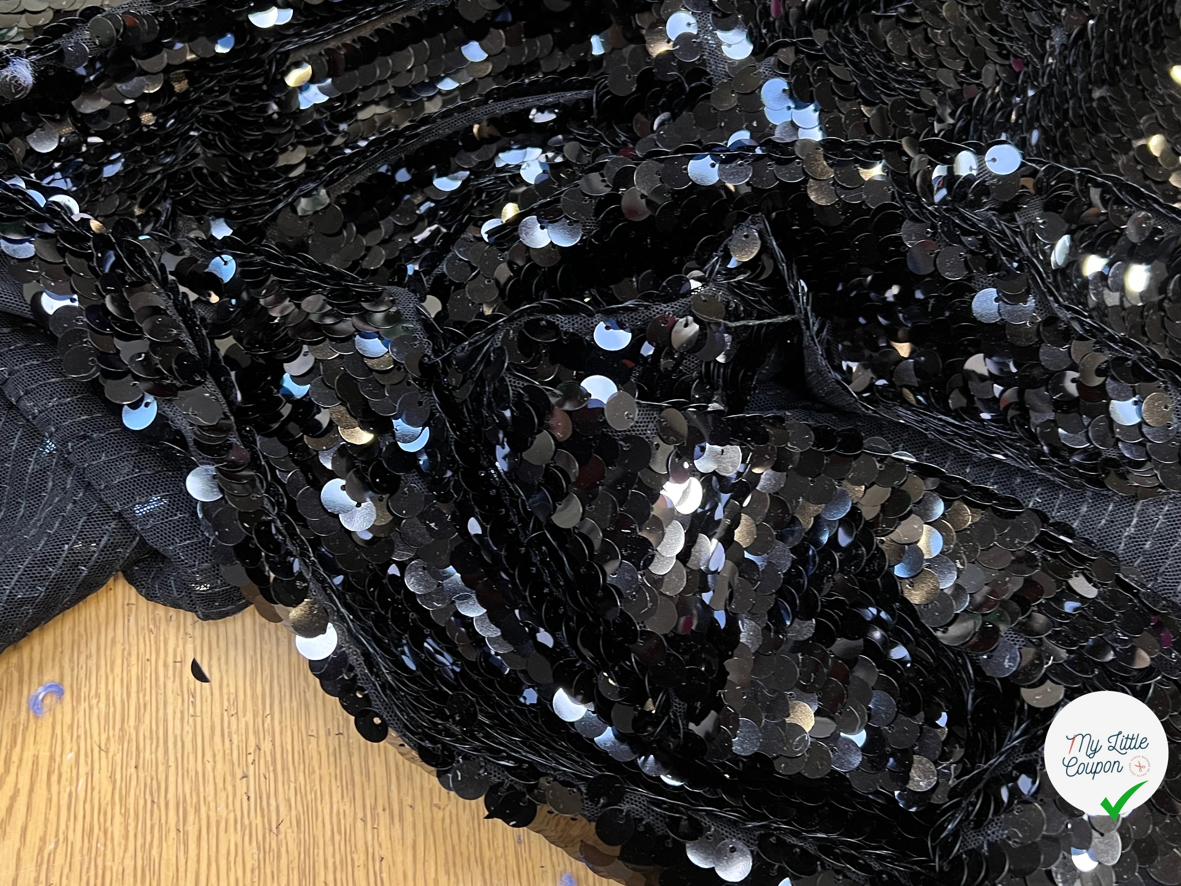 SEQUIN PAILLETTE SUR RÉSILLE NOIR - My Little Coupon