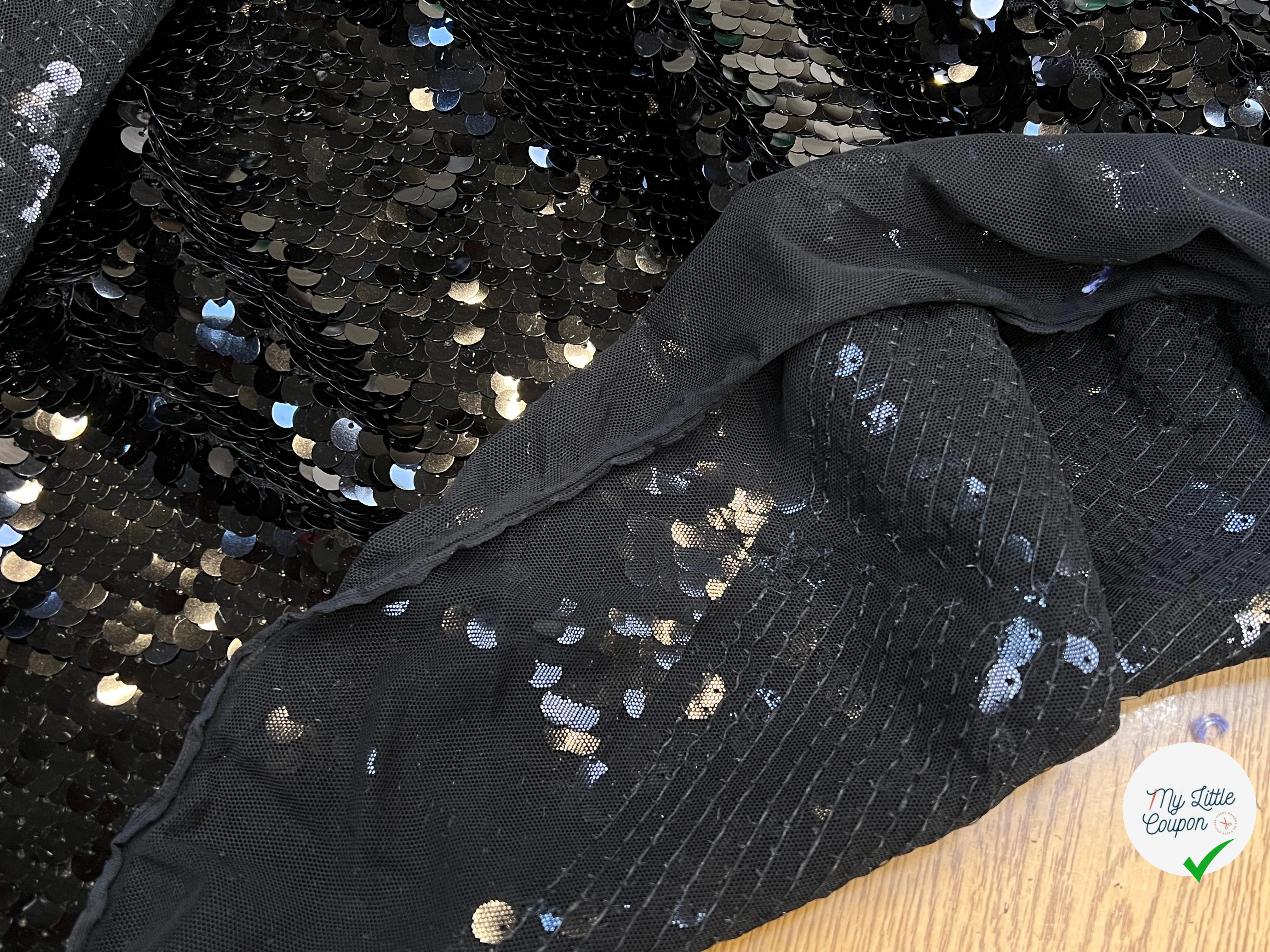 SEQUIN PAILLETTE SUR RÉSILLE NOIR - My Little Coupon
