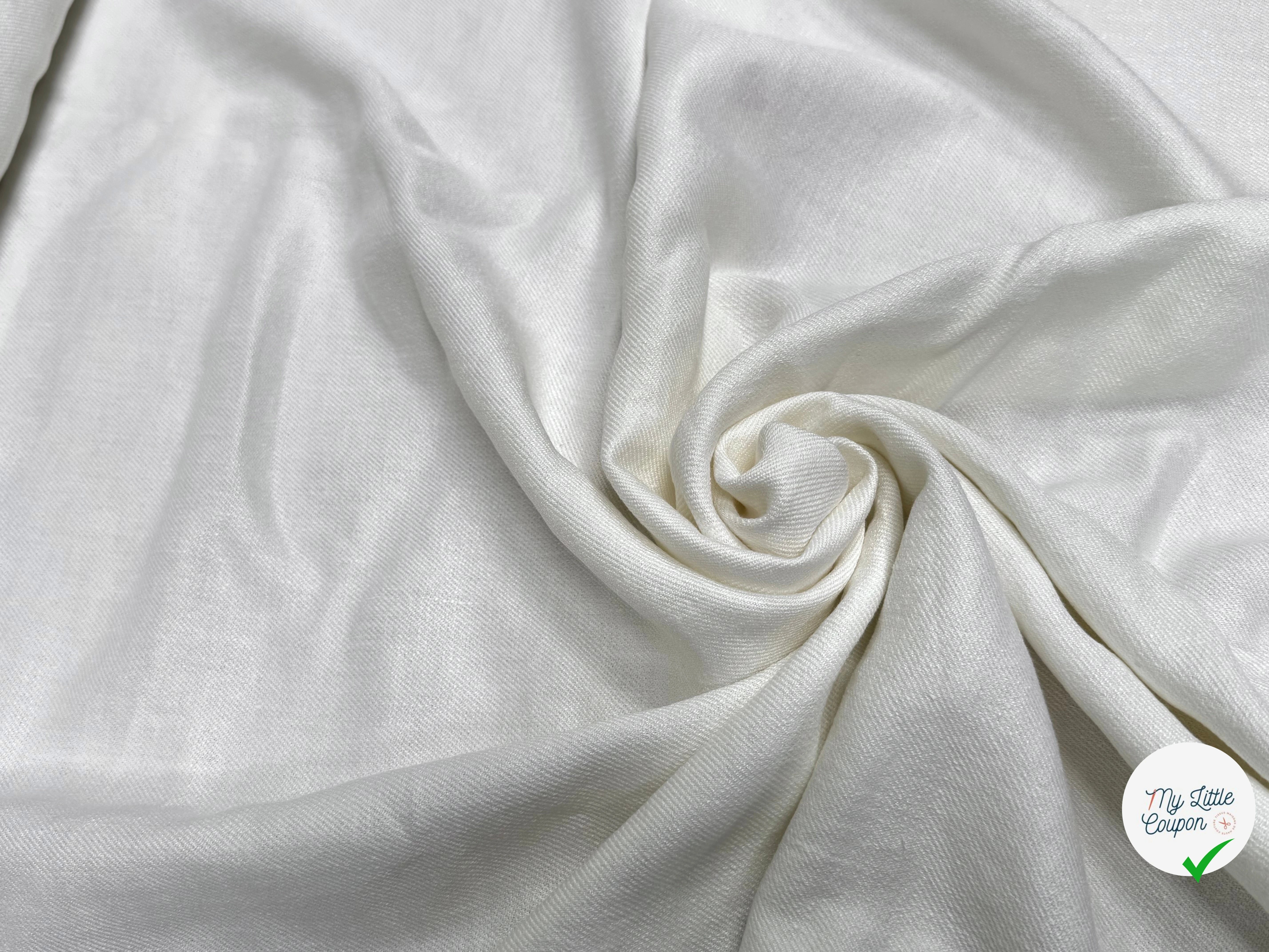 SERGÉ COTON VISCOSE LÉGÈREMENT SATINÉ BLANC CASSÉ - My Little Coupon