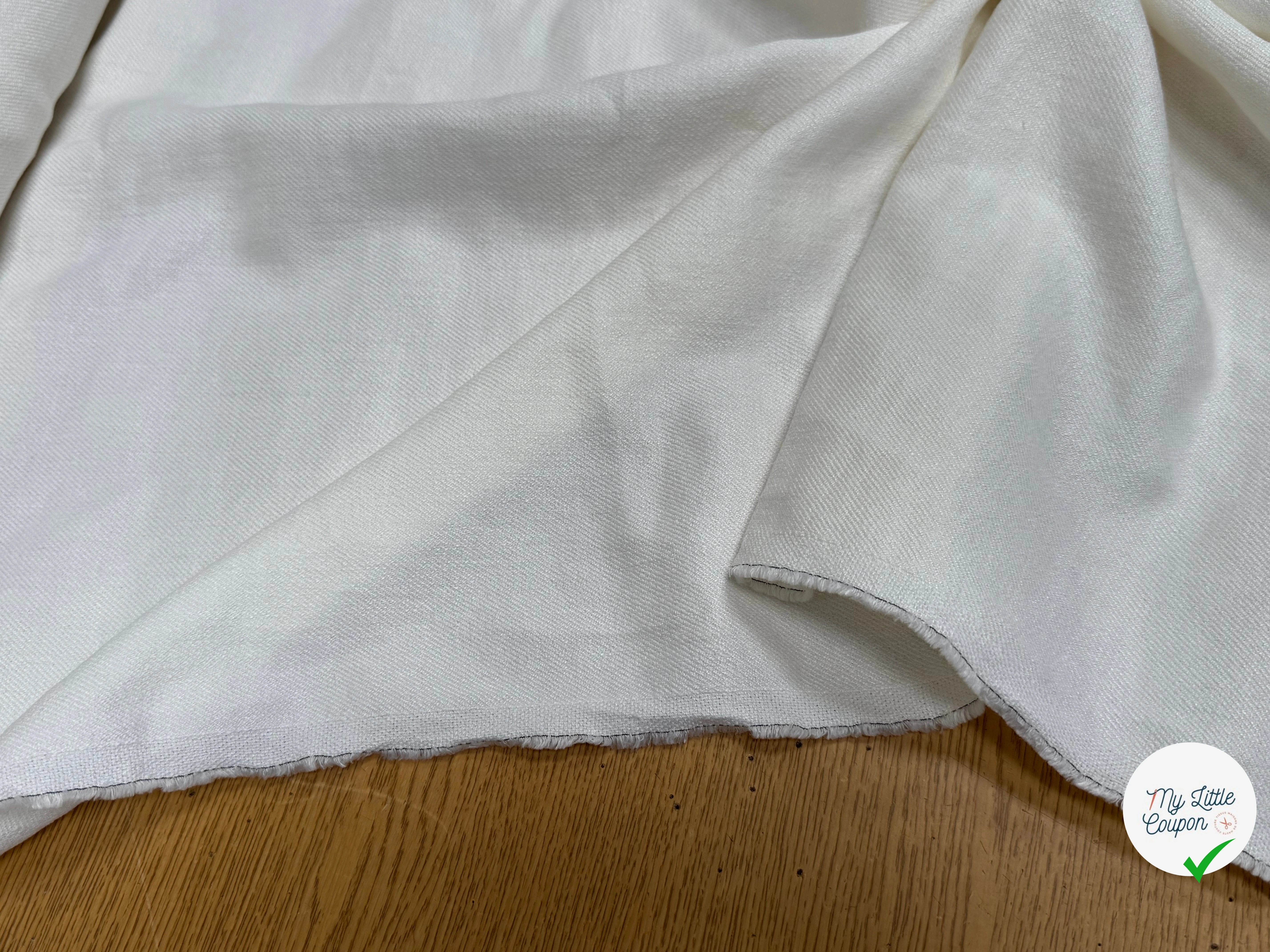 SERGÉ COTON VISCOSE LÉGÈREMENT SATINÉ BLANC CASSÉ - My Little Coupon