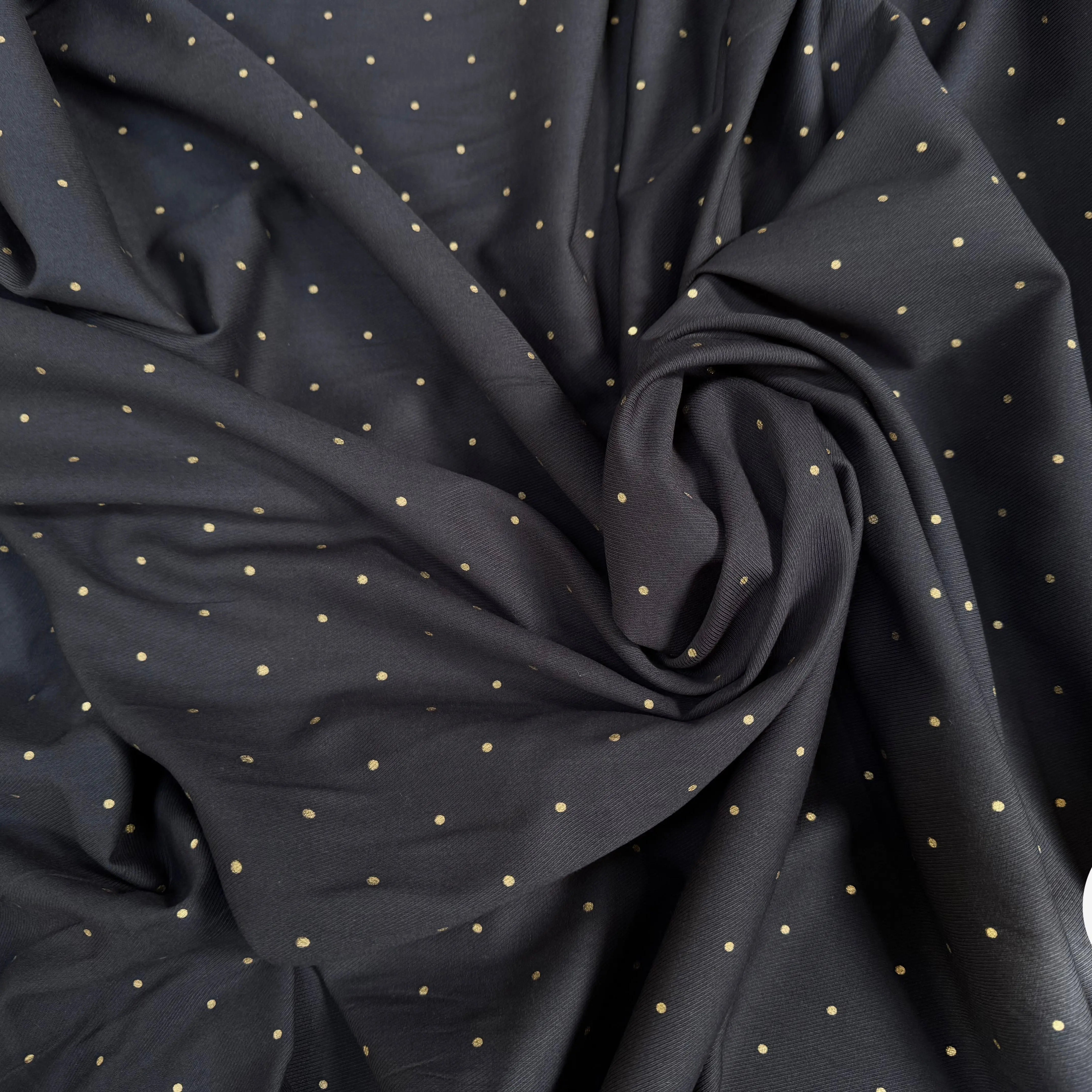 SERGÉ DE COTON NOIR POIS OR - My Little Coupon